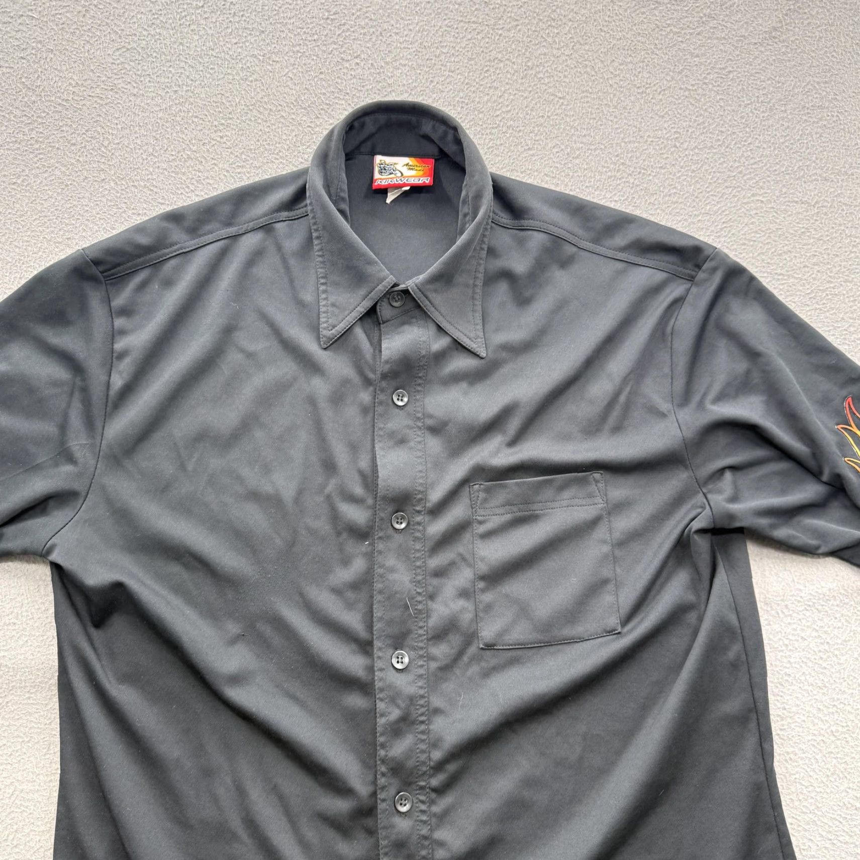 Vintage VINTAGE Kikwear Shirt Mens Large Black Flame Embroidered Short Sleeve USA Size US L / EU 52-54 / 3 - 8 Thumbnail