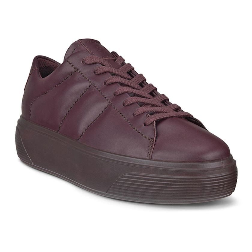 Ecco ECCO WOMEN'S 40 STREET PLATFORM LEATHER SNEAKER FIG MAROON Size US 9 / IT 39 - 3 Thumbnail
