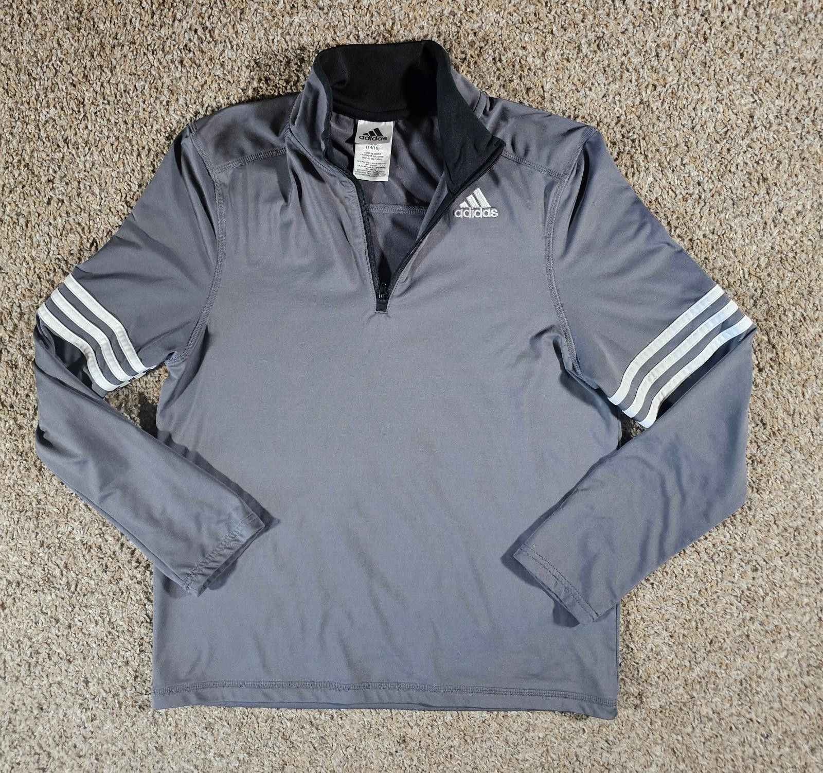 Adidas Adidas L 14/16 Gray 1/4 Zip Pullover Size US L / EU 52-54 / 3 - 1 Thumbnail