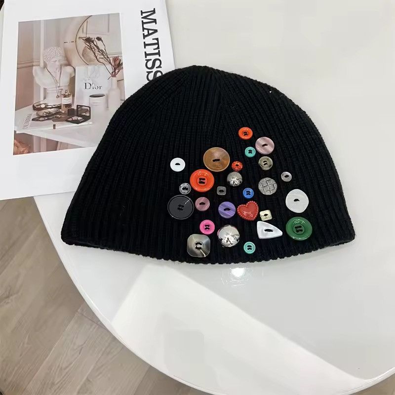 Japanese Brand Custom Handmade Japanese Style Button Knitted Beanie Hat Size ONE SIZE - 2 Thumbnail
