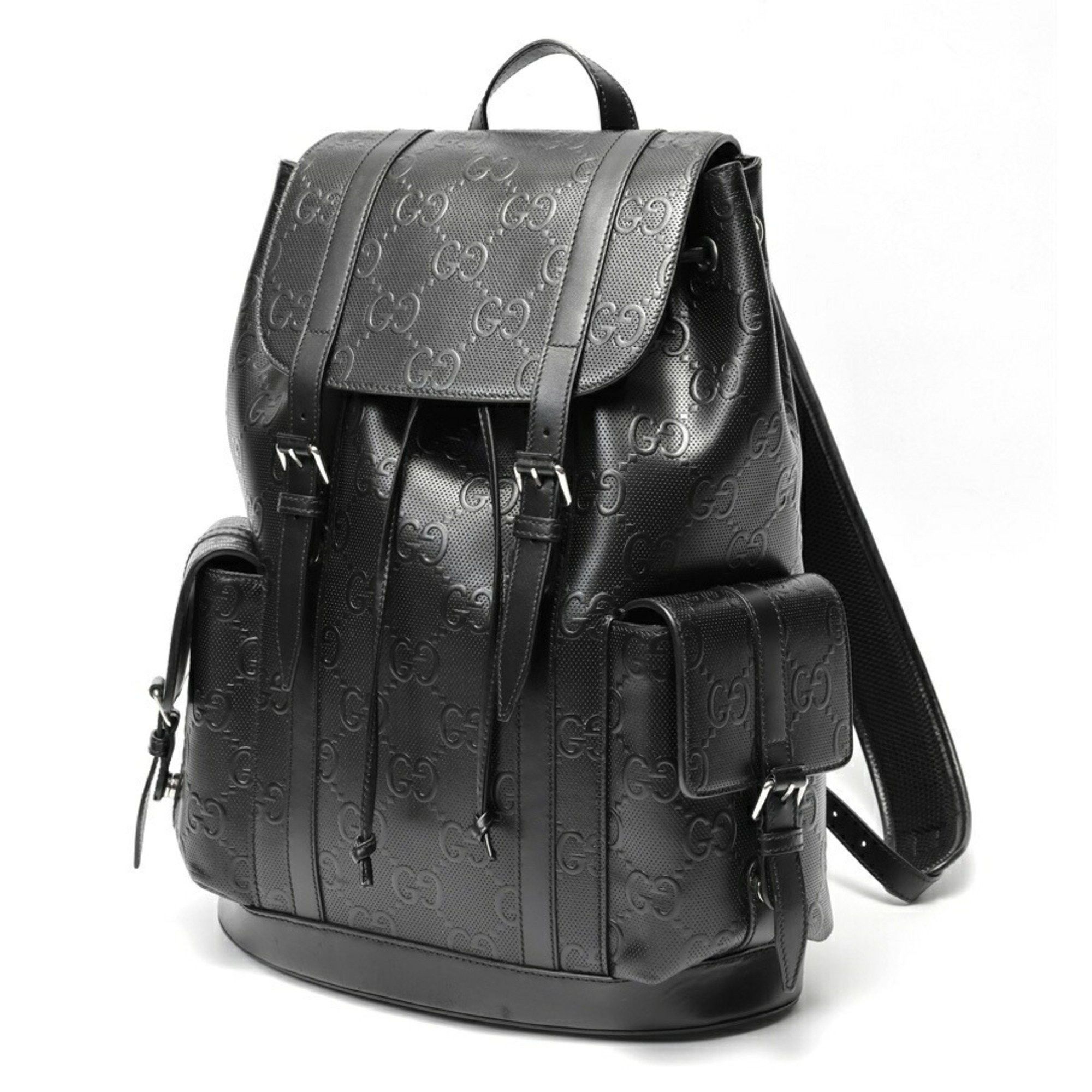 Gucci Gucci Embossed GG Large Backpack 625770 in Black Leather (S-159203) Size ONE SIZE - 1 Thumbnail