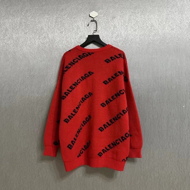 Balenciaga Red Sweater with Logo Print-2505
