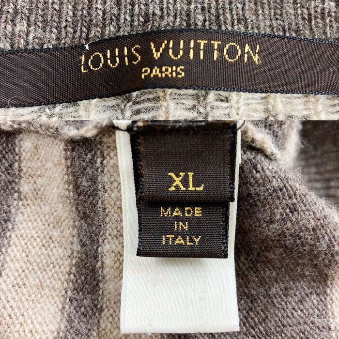 LOUIS VUITTON 100% wool LV floral motive stripe turtle neck knit sweater M