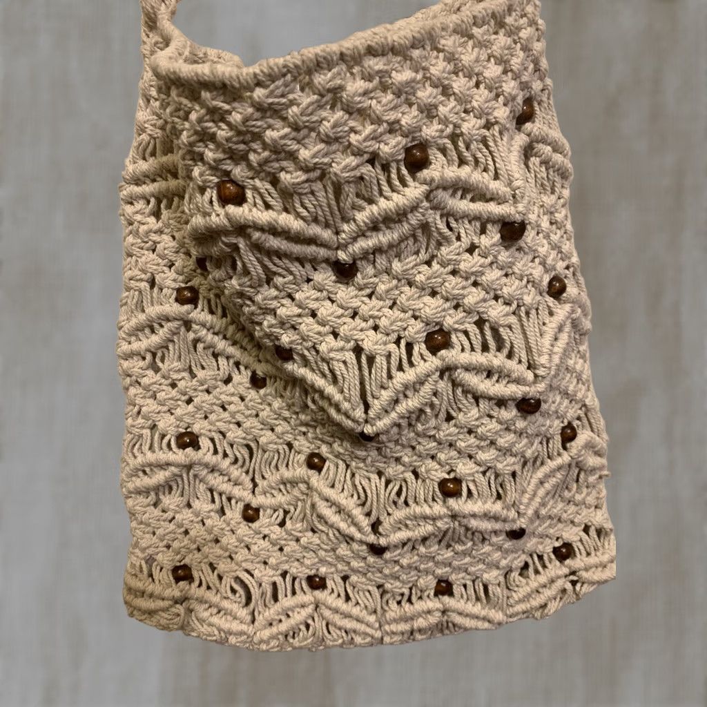 Vintage Beaded Crocheted Handbag Large Women Size ONE SIZE - 1 Thumbnail