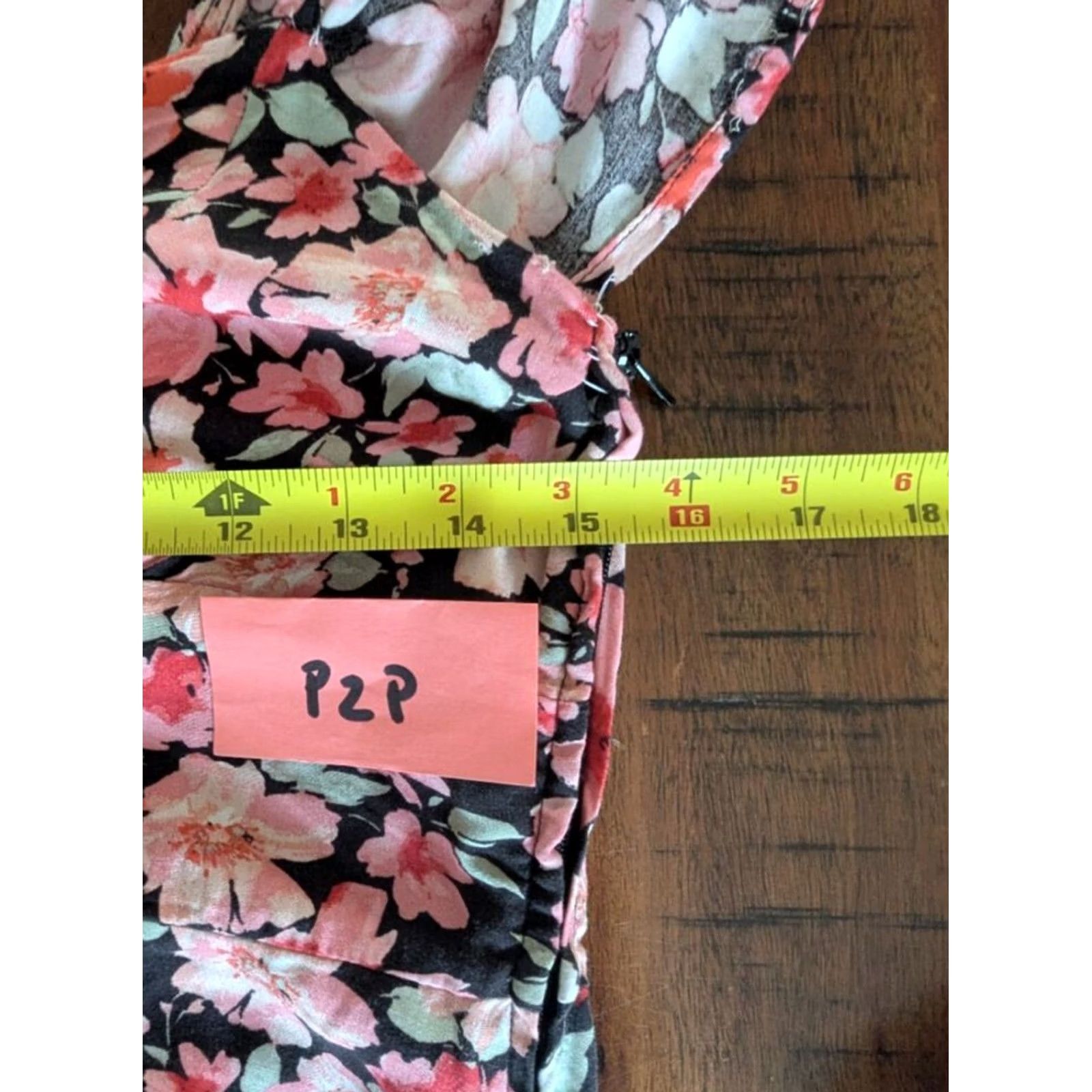 Vintage Floral Black Pink Hi Lo Midi Dress Lace Up Back Flutter Sleeve Sz L Whimsigoth Size L / US 10 / IT 46 - 8 Thumbnail