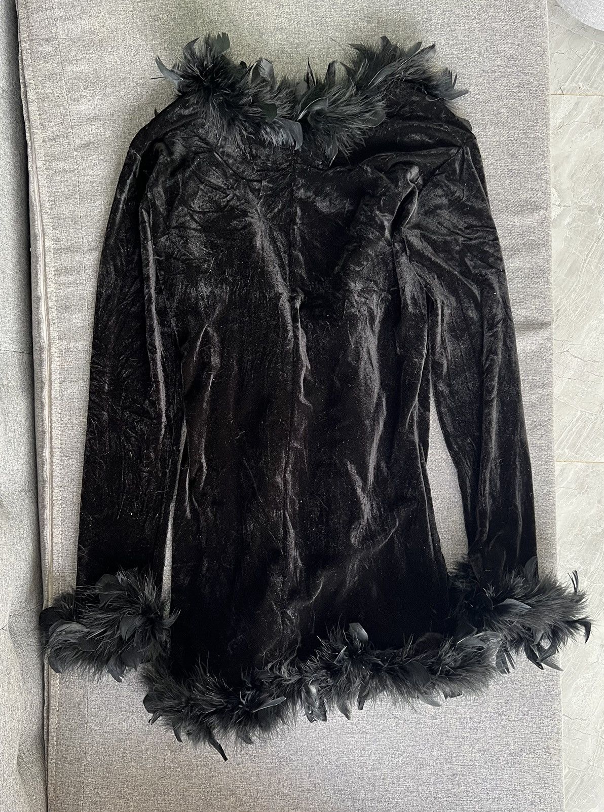 Ann Demeulemeester RARE velvet feather trim cardigan 🪶 Size M / US 6-8 / IT 42-44 - 6 Thumbnail