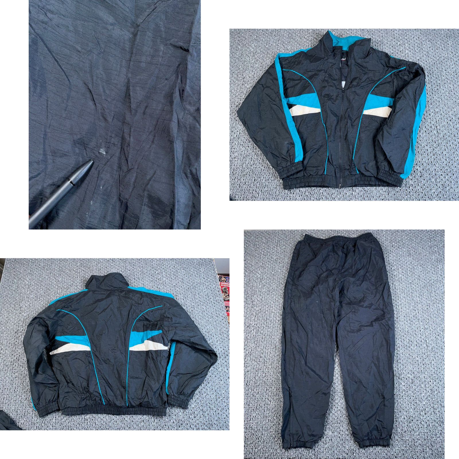 Mcgregor VTG 90s MacGregor Windbreaker Tracksuit Jacket Pants Adult Large Black Blue Grailed