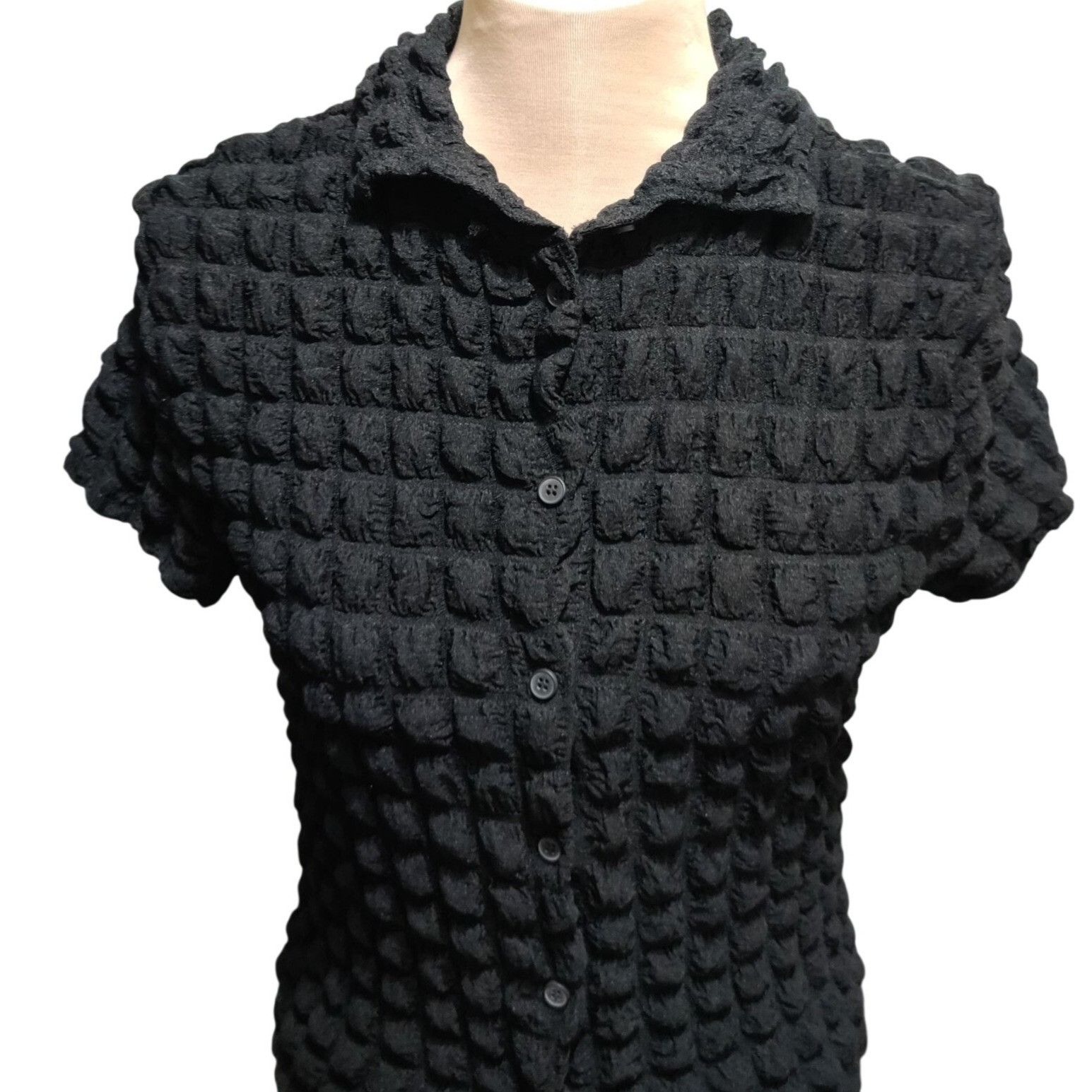 Other Jolie & Joy M Womens Black Shirt Textured Bubble Button Stre Size M / US 6-8 / IT 42-44 - 2 Thumbnail