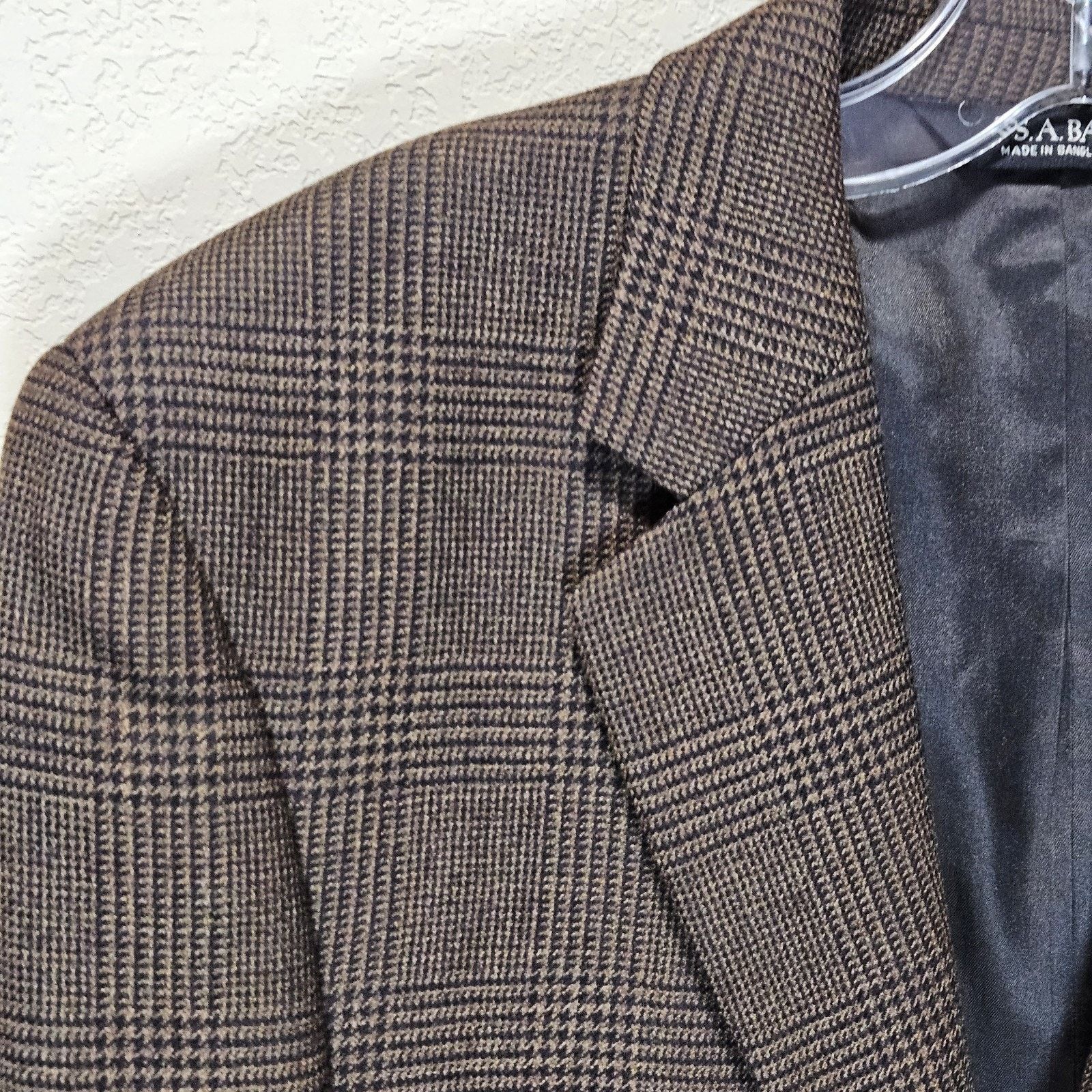 Jos. A. Bank Jos A Bank Blazer Men 40S Windowpane Plaid Jacket Size 40S - 8 Thumbnail