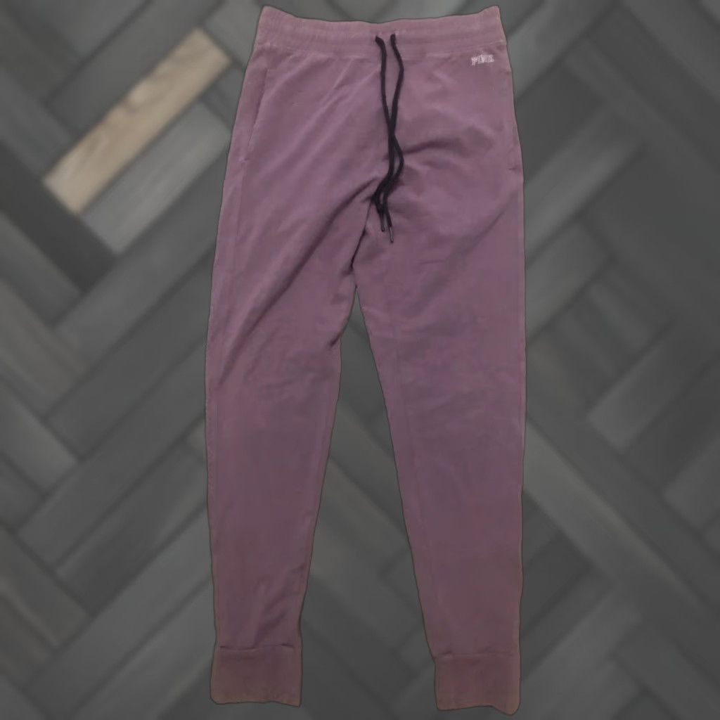 Victoria's Secret VICTORIA'S SECRET PINK Sweatpants M Women Violet Logo Sweatpants Fleece Drawstring Pockets Oversized Relaxed Fit Activewear Size 32" / US 10 / IT 46 - 1 Thumbnail