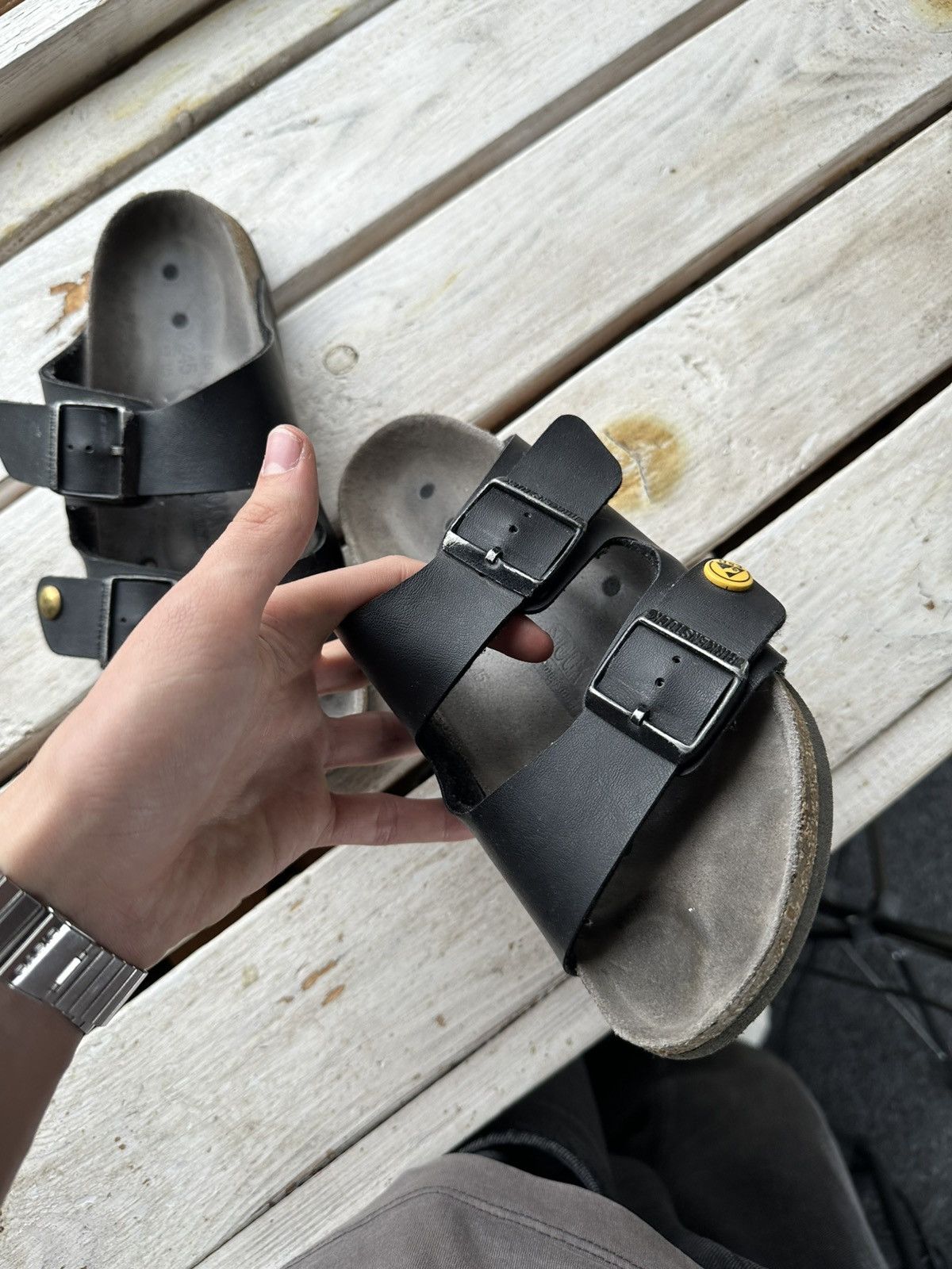 Birkenstock 🚨Vintage Birkenstock 38 black Luxe Sandals rare slides Size US 5.5 / EU 38 - 9 Thumbnail