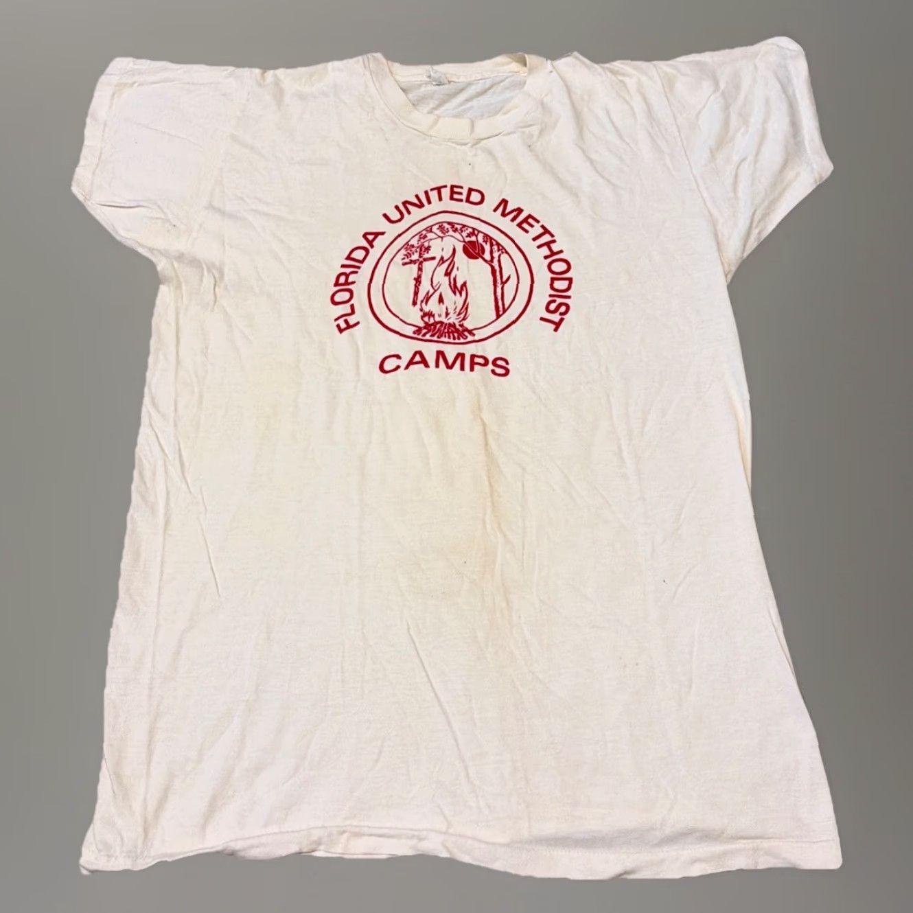 Velva Sheen VINTAGE Florida United Methodist Camps White T-Shirt Claws Distressed XL Unisex Velva Sheen 1970s Cotton Short Sleeve Shirt Size US XL / EU 56 / 4 - 2 Thumbnail