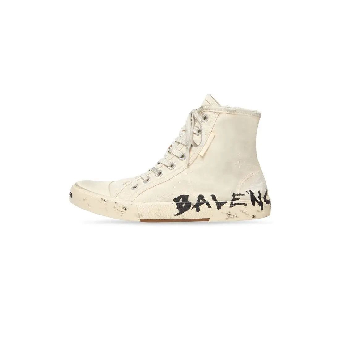 Balenciaga o1w1db11225 Paris High Top Graffiti Sneakers in Cream Size US 12 / EU 45 - 5 Thumbnail