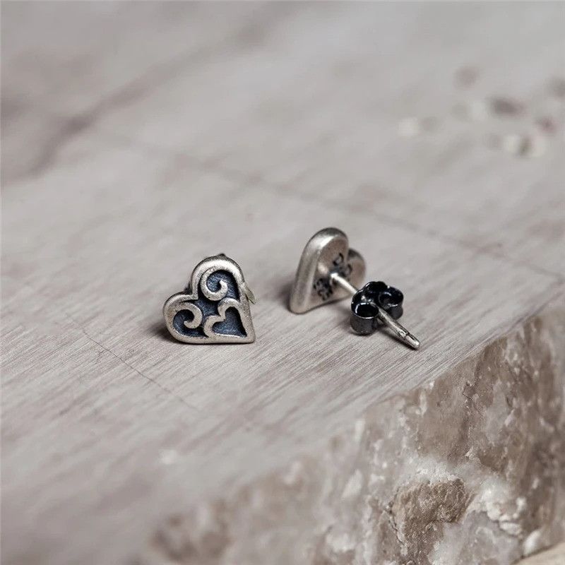 Jewelry Tiny Heart Love Stud Earrings 925 Sterling Silver Ear Gift Size ONE SIZE - 1 Thumbnail