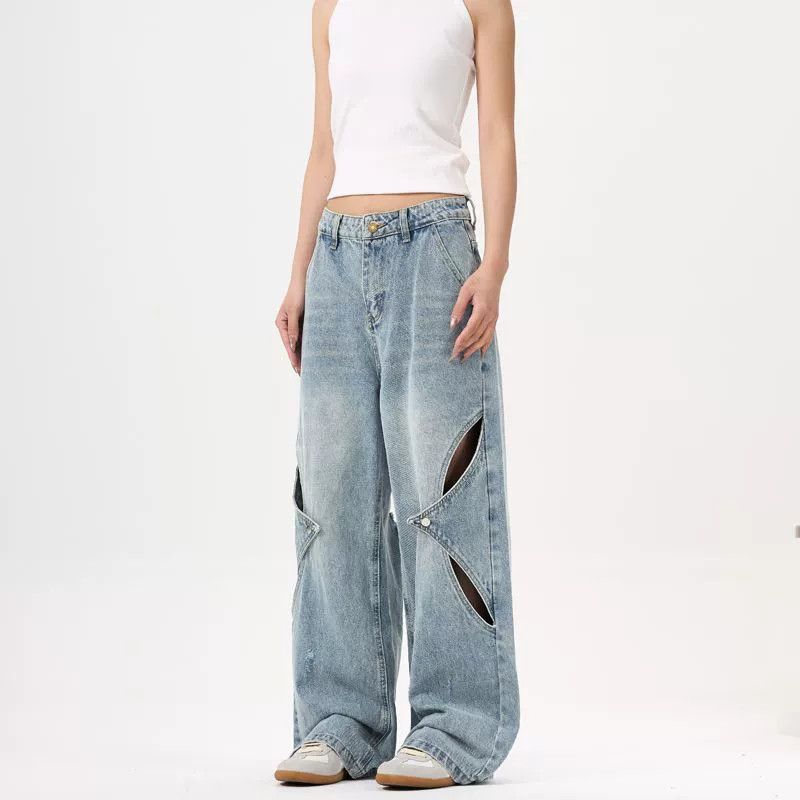 Jean American style patchwork washed baggy ripped jeans Size US 32 / EU 48 - 2 Thumbnail