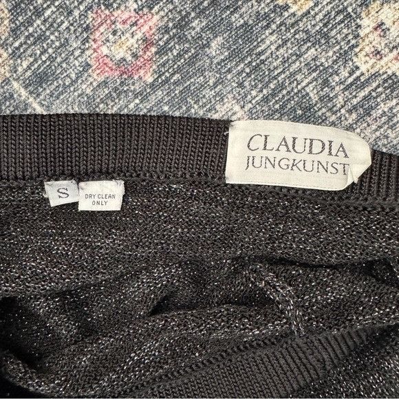 Other Claudia Jungkunst Black & Silver Knit Lurex Mini Skirt Sz S Size 28" / US 6 / IT 42 - 2 Thumbnail