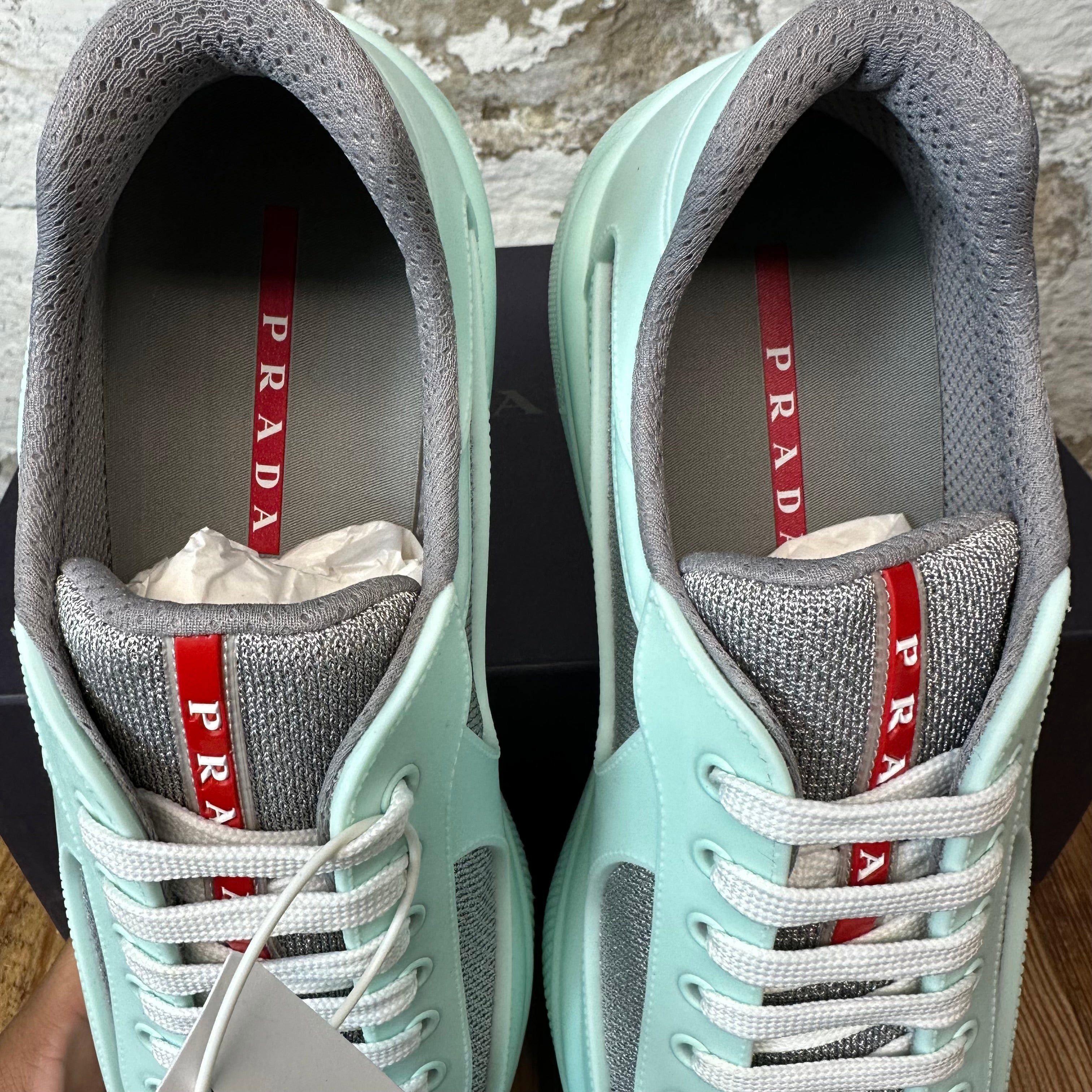 Prada Prada Americas Cup Mint Green Rubber Sneaker Sz 12 (45) DS Size US 12 / EU 45 - 4 Thumbnail