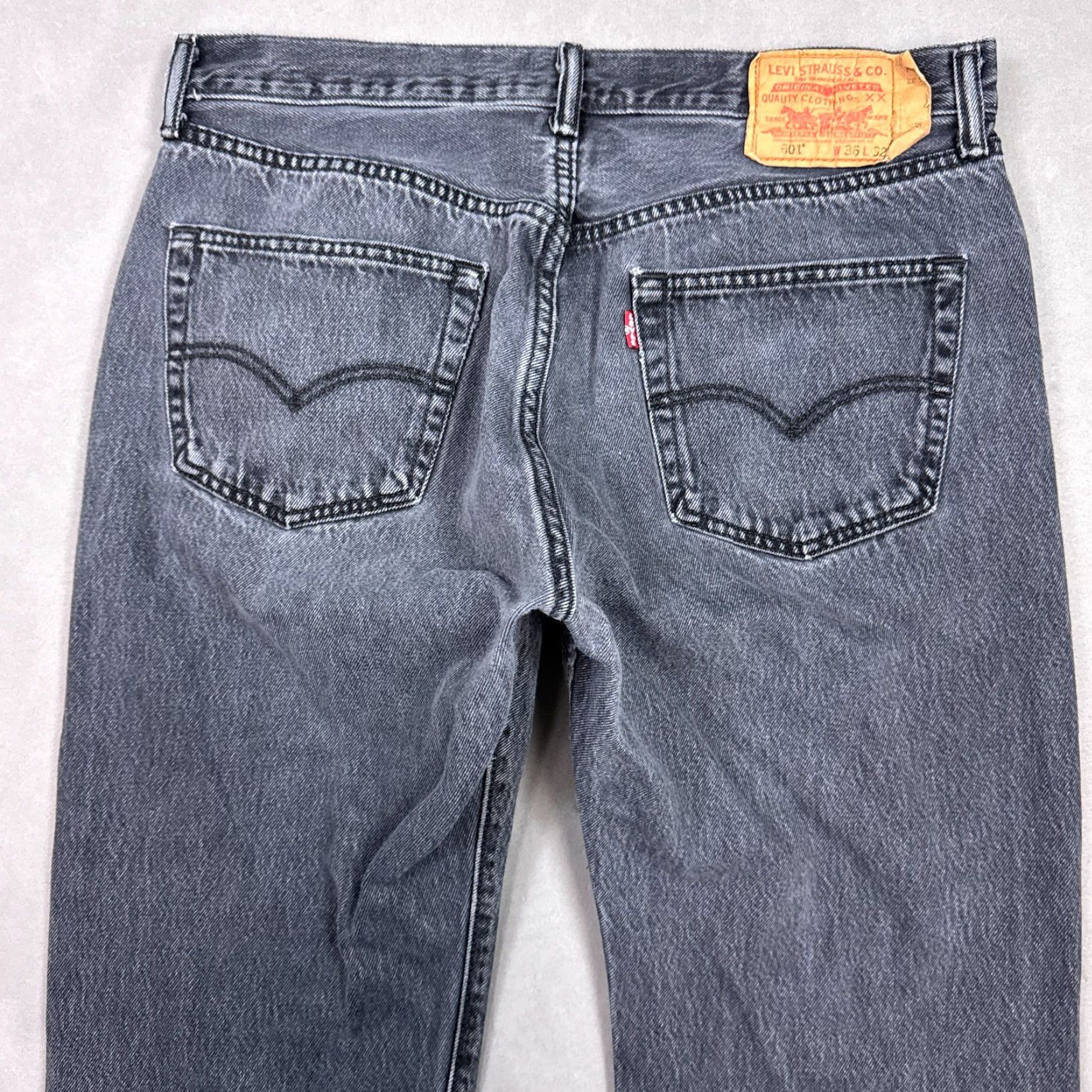 Levi's VINTAGE Levis 501 Jeans Mens 34x30 Black Button Fly Distressed Pants Dark Levis 501 Series Mens Jeans Size US 36 / EU 52 - 5 Thumbnail