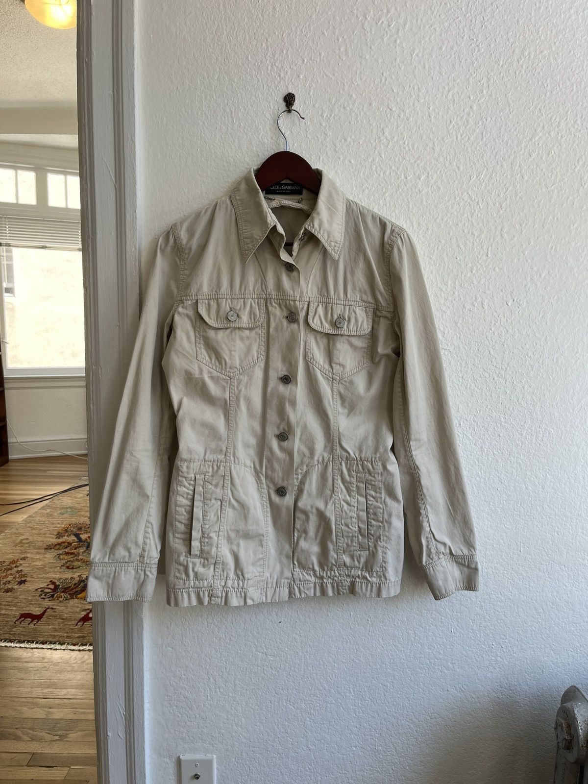 image of Dolce Gabbana Vintage D&g Ss03 Khaki Long Jacket, Women's (Size Medium)