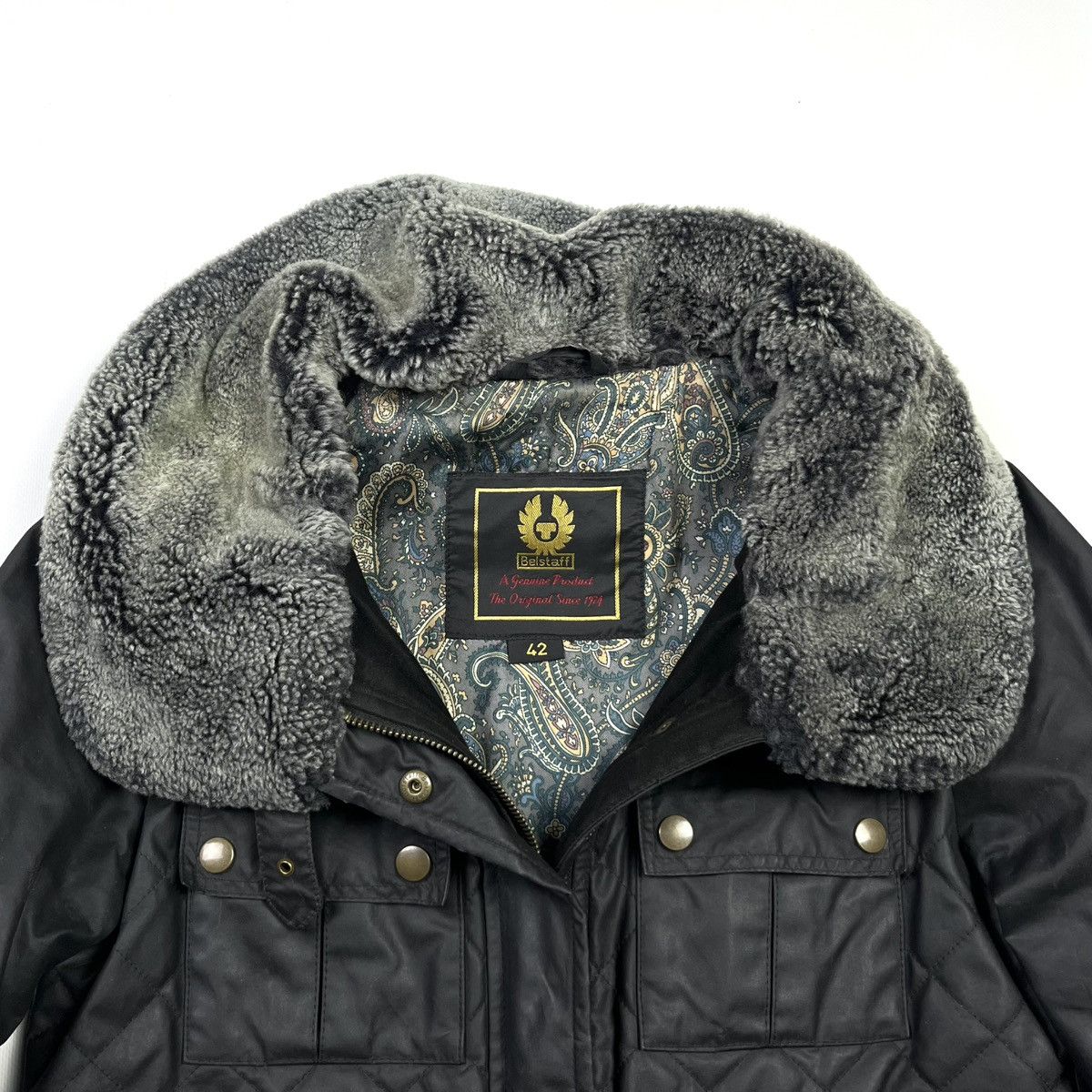 Belstaff × Vintage Belstaff Gold Label Waxed Jacket With Fur Black Size M / US 6-8 / IT 42-44 - 5 Thumbnail