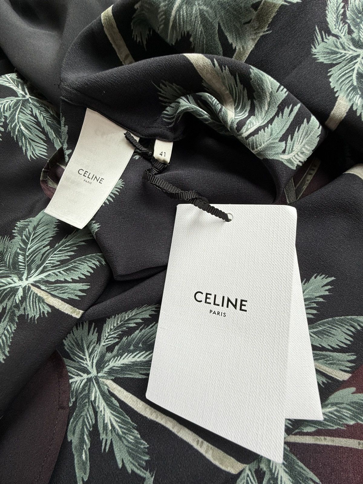 Celine $1.6k SS22 Celine Tailcoat palm tree Shirt in Silk Hedi 41 Size US L / EU 52-54 / 3 - 23 Thumbnail