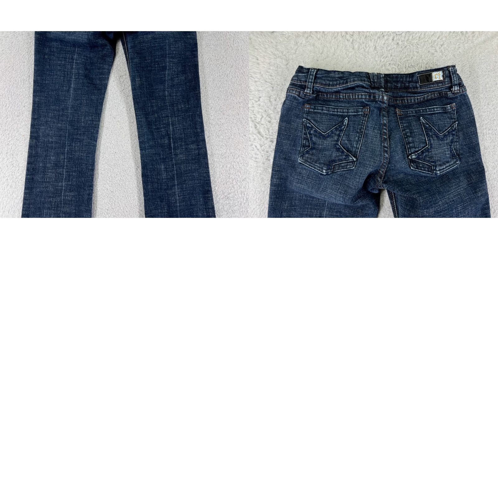 Denime C'est Toi Jeans Women Blue Denim Boot Cut Low Rise 22x29 Regular 29 in 5-Pocket Dark Wash Stretch Elastic Waist Cotton Blend Vintage No N/A Size 25" / US 0 / IT 36 - 10 Thumbnail