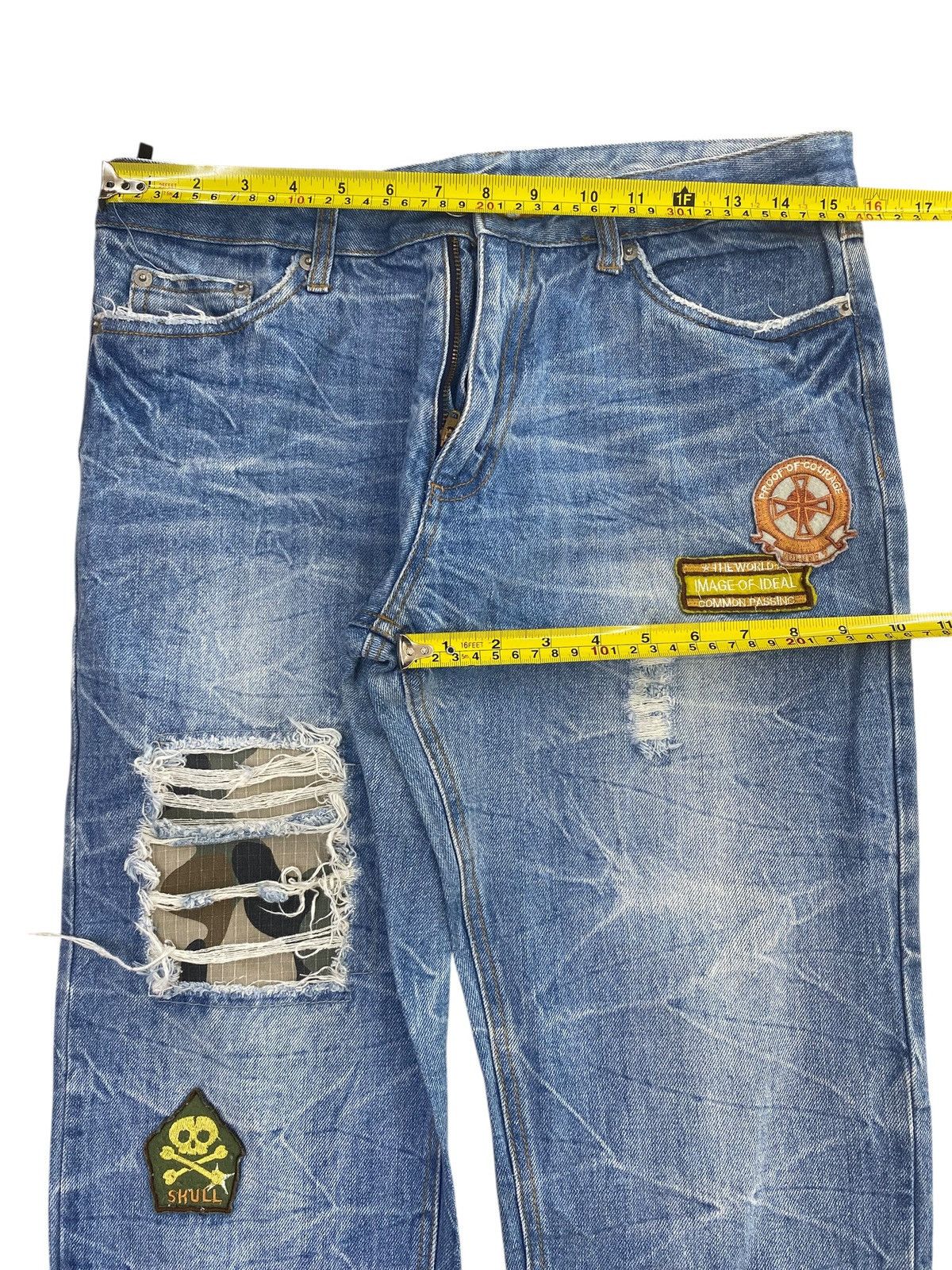 Japanese Brand Japanese Brand Patchwork Distressed Style Loose Jeans Size US 31 - 5 Thumbnail