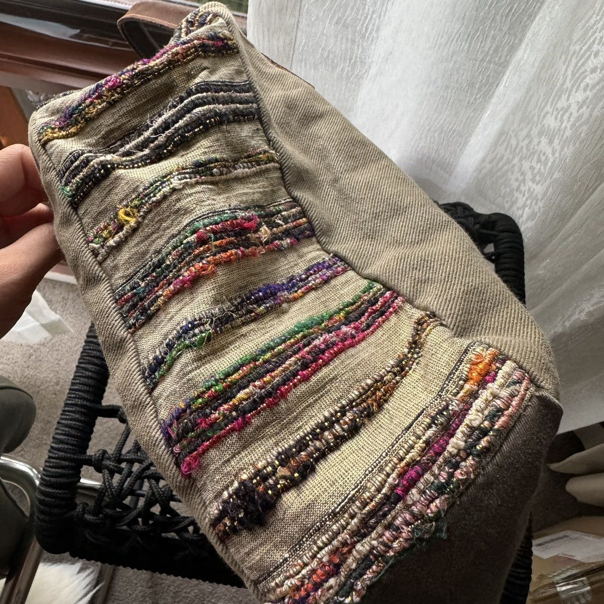 Vintage Le Solim khaki and brown canvas shoulder bag Size ONE SIZE - 6 Thumbnail