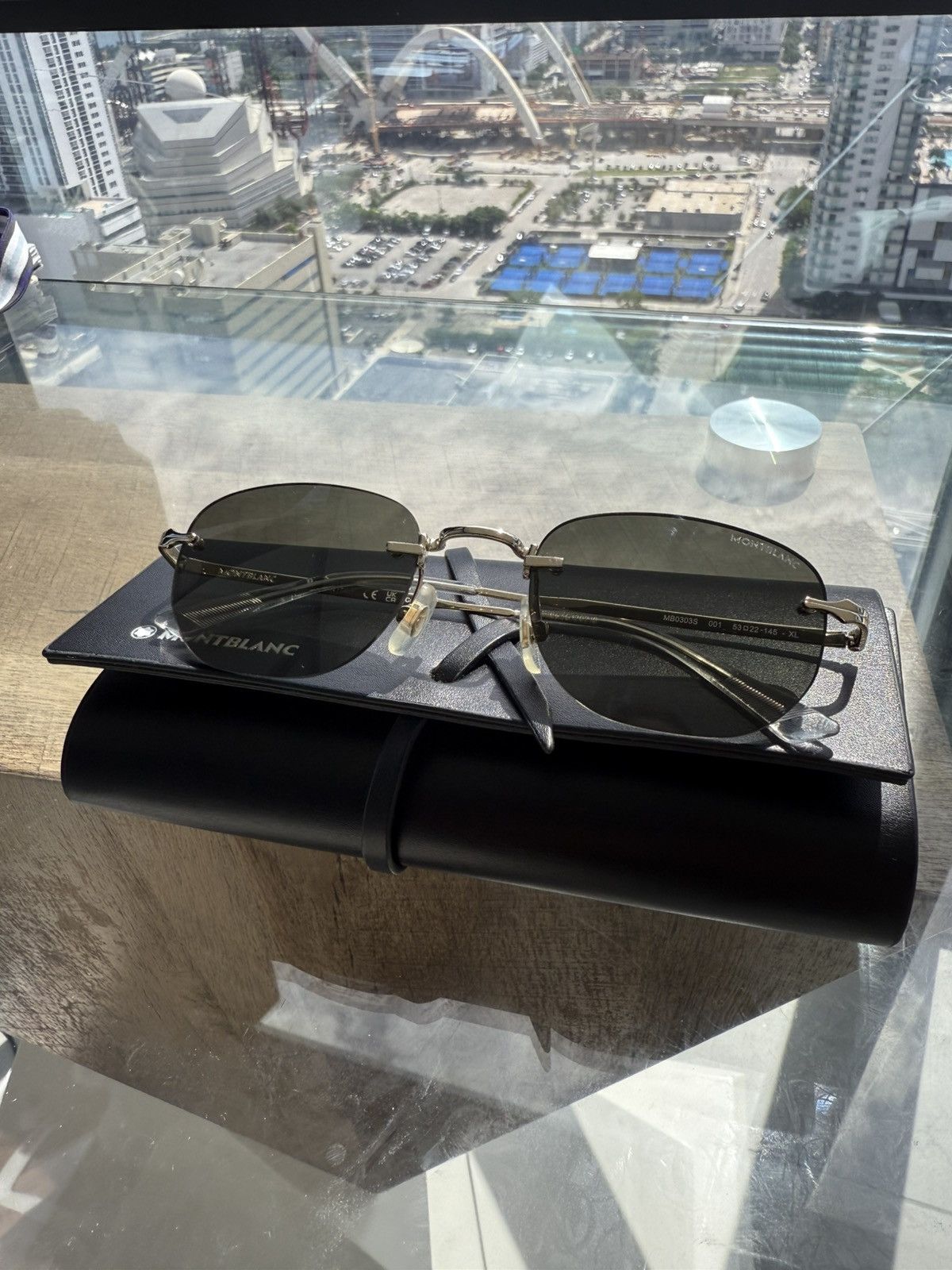 Montblanc Montblanc MB0030S Sunglasses – Black/Gold Frame Size ONE SIZE - 1 Thumbnail