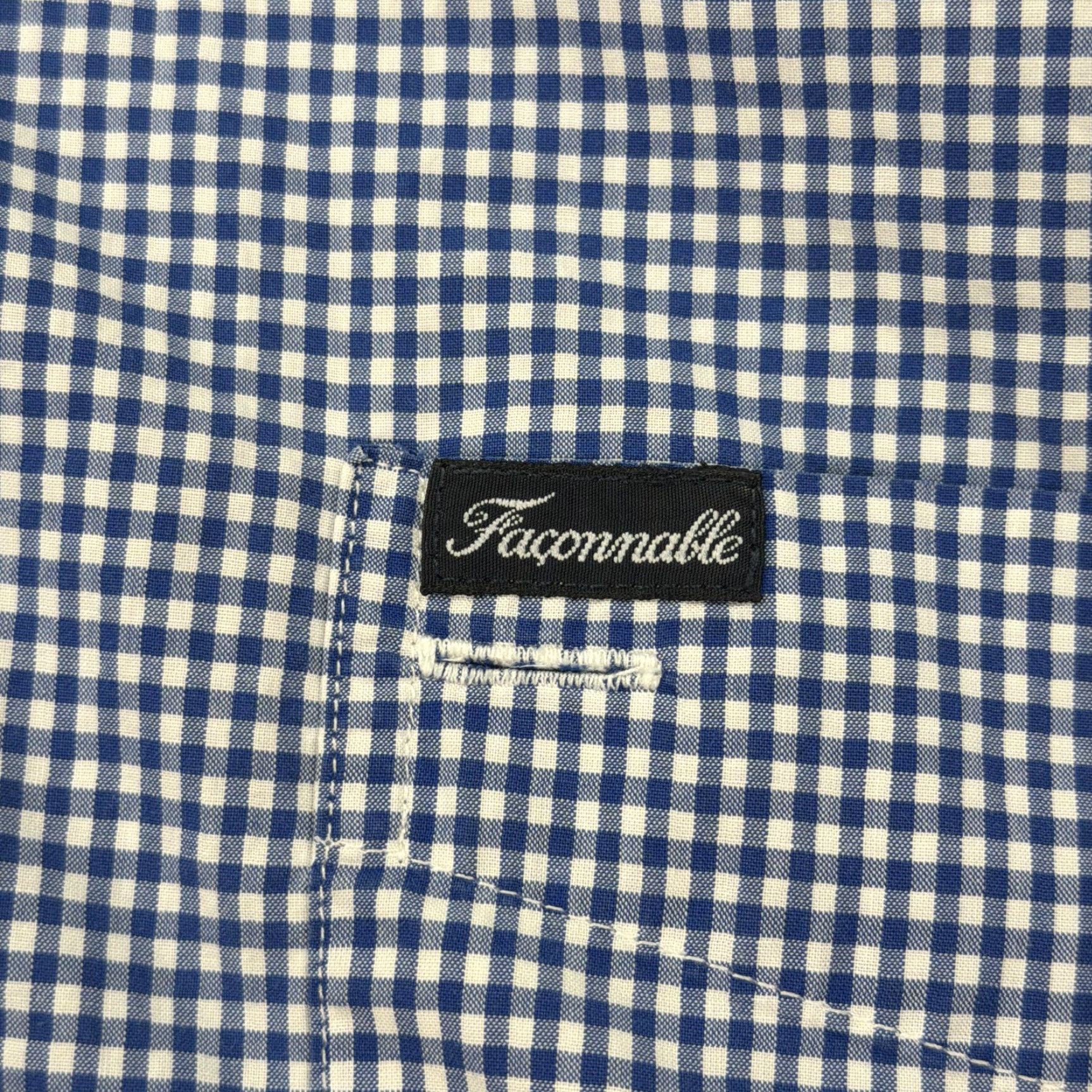 Faconnable Faconnable Shirt Mens Large Blue White Gingham Check Button Down Cotton Size US L / EU 52-54 / 3 - 4 Thumbnail