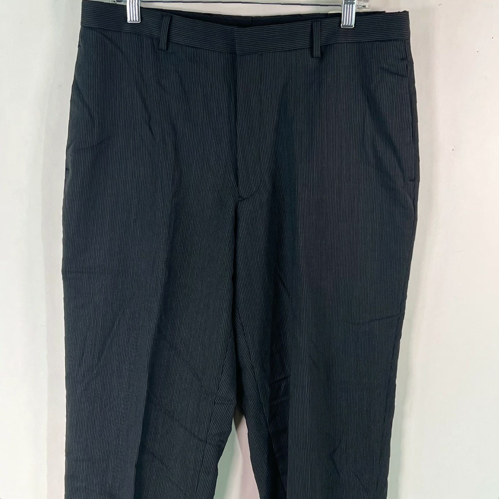 Alfani Alfani Mens Dress Pants Flat Front Wool Blend Mini Stripes Black 34X32 Adult Regular 34X32 Black Striped Wool Blend Dress Pants Mens 90s? Size US 34 / EU 50 - 3 Thumbnail