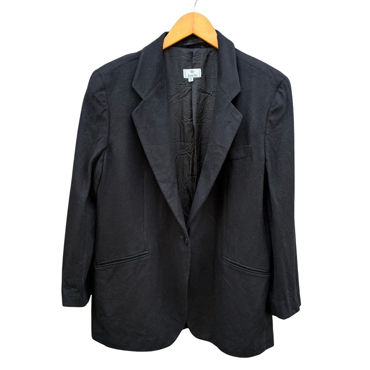 Zanella Vintage Zanella Italy Women's Black Wool Blazer Jacket Size M / US 6-8 / IT 42-44 - 1 Thumbnail