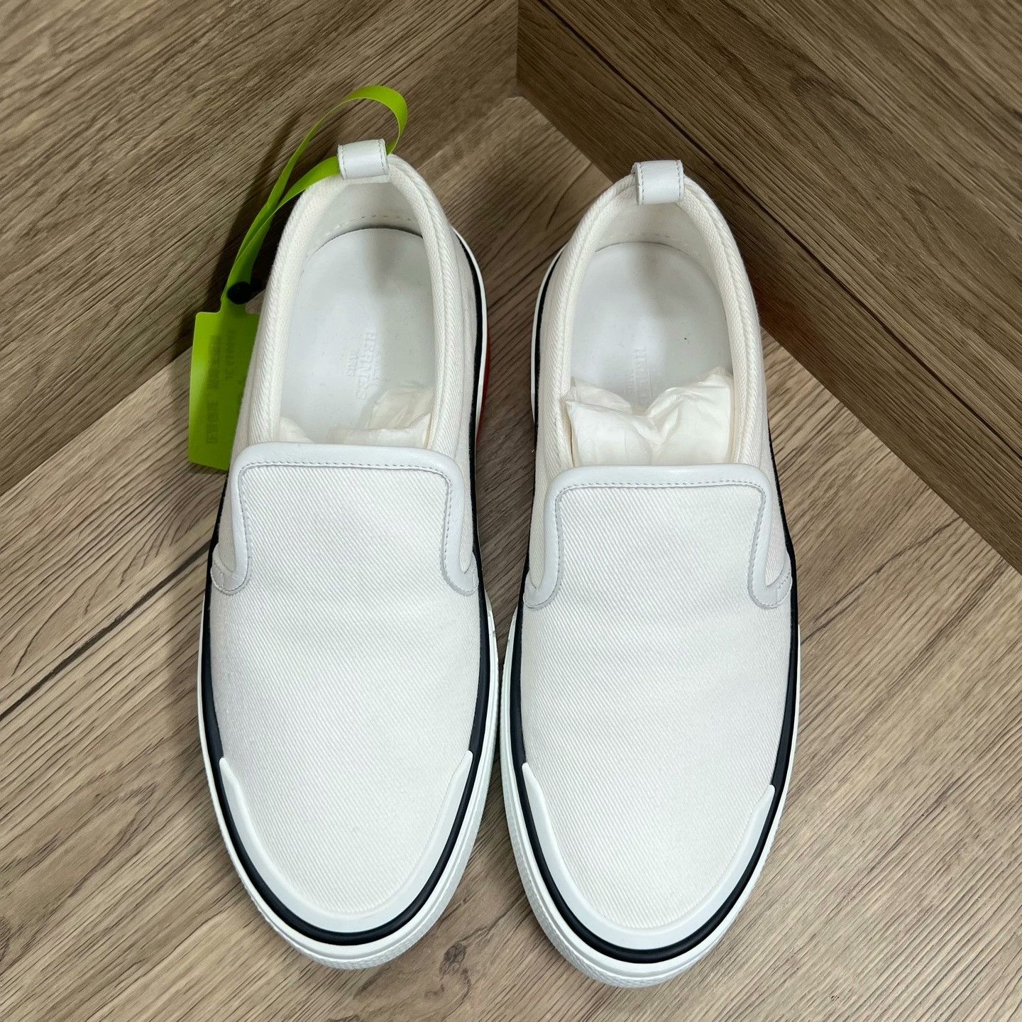 Hermes Hermes Gliss White Orange Canvas Shoes Size US 8.5 / EU 41-42 - 1 Thumbnail