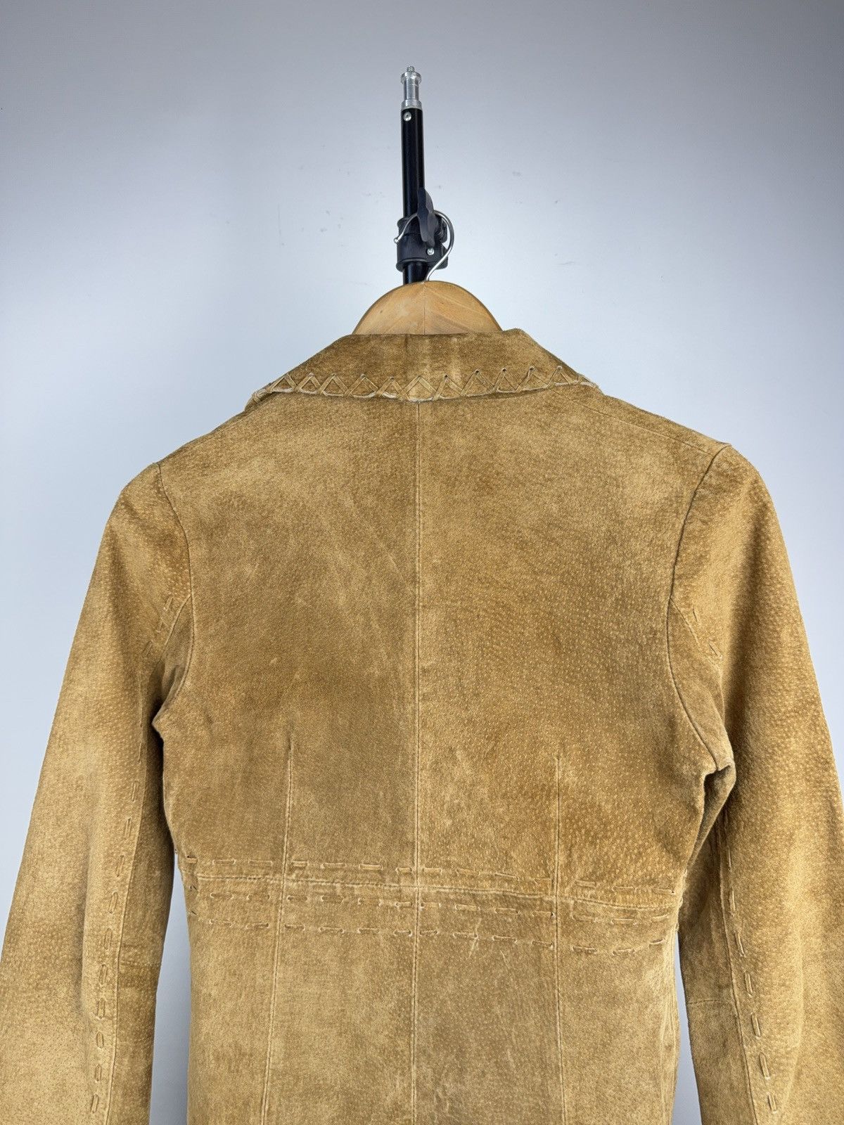 Genuine Leather Western Y2K Suede Leather Boho Coat Tan Whipstitch Jacket Size XS / US 0-2 / IT 36-38 - 12 Thumbnail