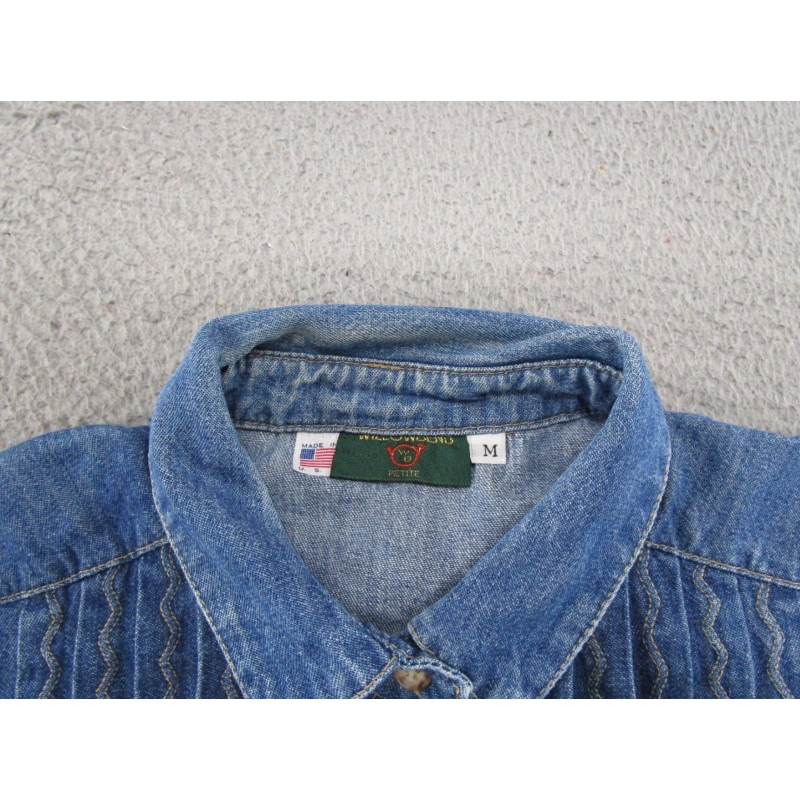 Denime VINTAGE Willowbend Denim Long Sleeve Shirt Women M USA Made Cotton 90s Embroidered Button-Up Casual Shirt Womens Size M / US 6-8 / IT 42-44 - 3 Thumbnail