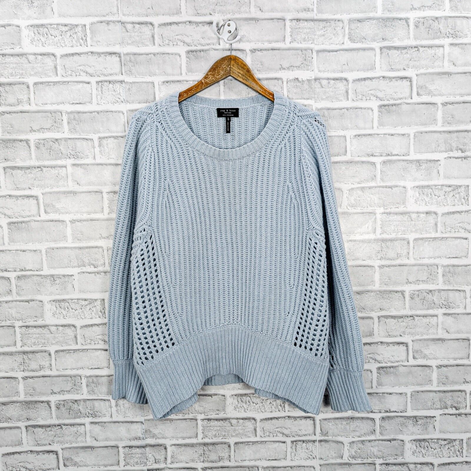 Rag & Bone Rag & Bone 100% Cashmere oversize sweater open knit blue Size S / US 4 / IT 40 - 6 Thumbnail