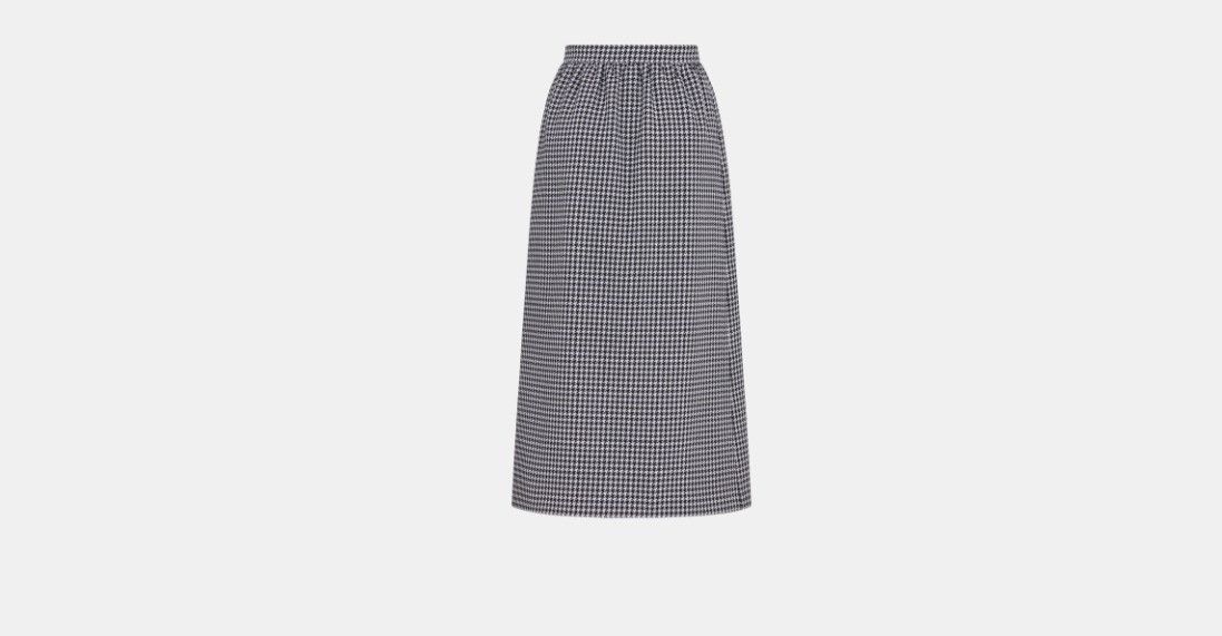 Dior o1w1db10225 Mid-Length Straight-Cut Skirt in White Black Size 28" / US 6 / IT 42 - 2 Thumbnail