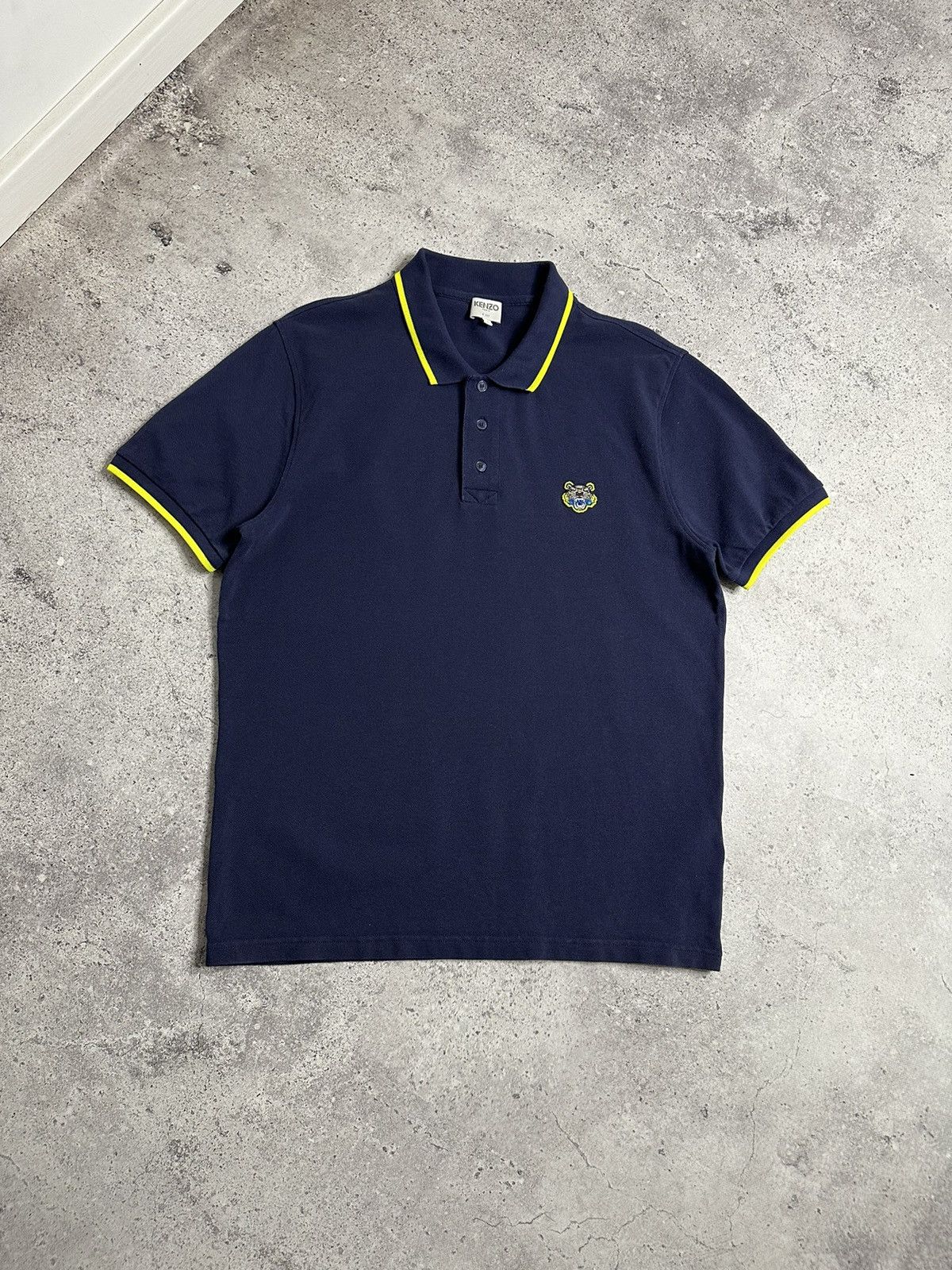 Kenzo Kenzo Paris Embroidered Tiger Logo Polo Shirt Navy Blue Size US L / EU 52-54 / 3 - 1 Thumbnail