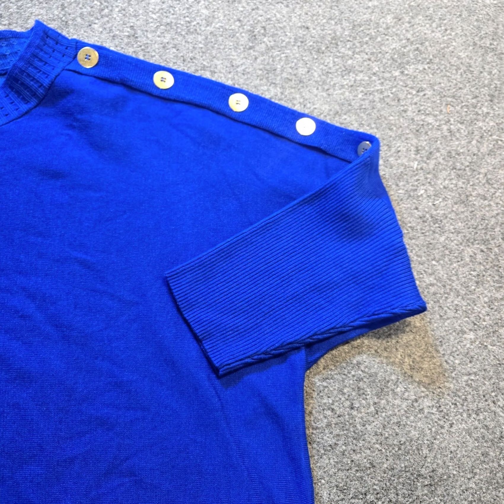 Vintage Cable Gauge Sweater Womens Size 3X Blue Button Sleeve Knit Casual Soft Pullover Long Sleeve Knitwear Size XXL / US 16-18 / IT 52-54 - 3 Thumbnail