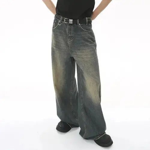 Japanese Brand × Jean Vintage Distressed Loose Wide Leg Mopping Jeans Size US 32 / EU 48 - 4 Thumbnail