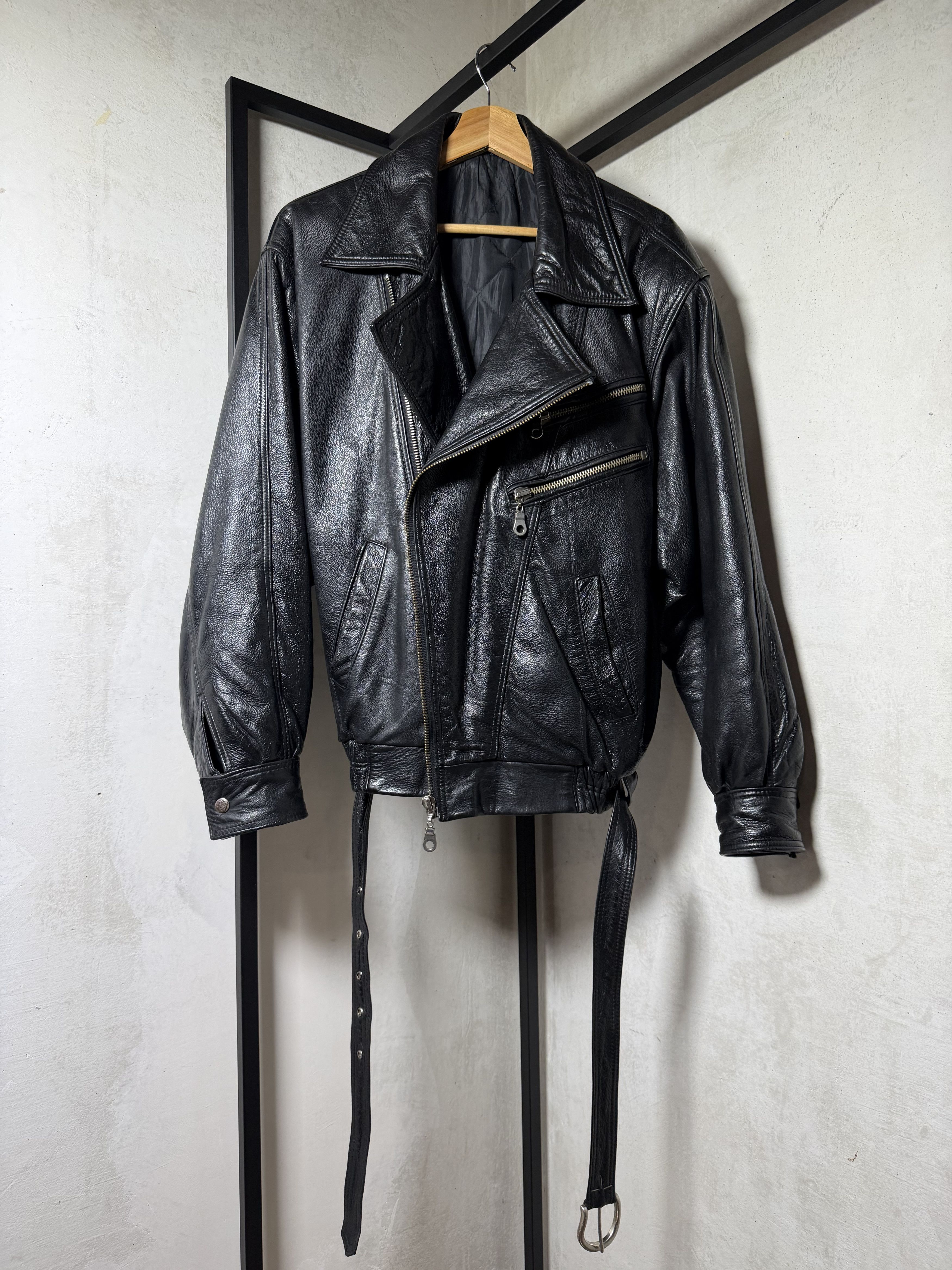 Genuine Leather Genuine Leather Bikers Black Jacket Size US XL / EU 56 / 4 - 1 Thumbnail
