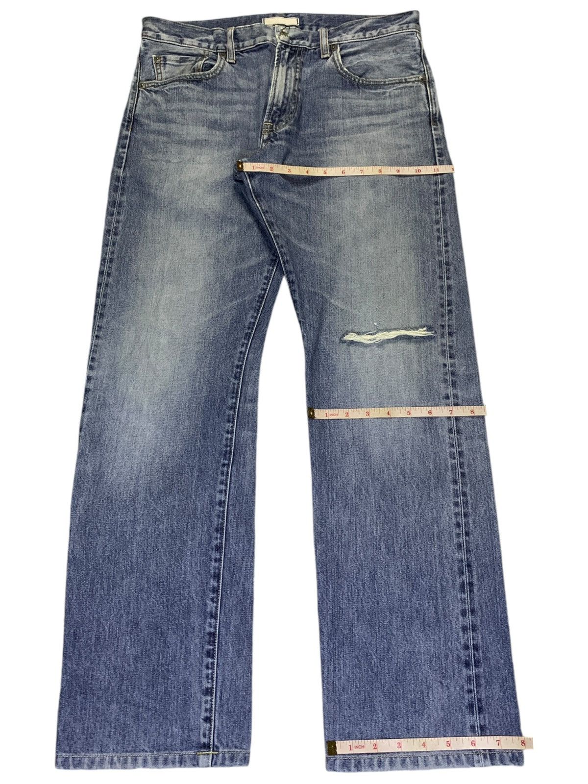Uniqlo SALES🔥Vintage Uniqlo Selvedge Faded Distress Loose Jeans Size US 33 - 15 Thumbnail