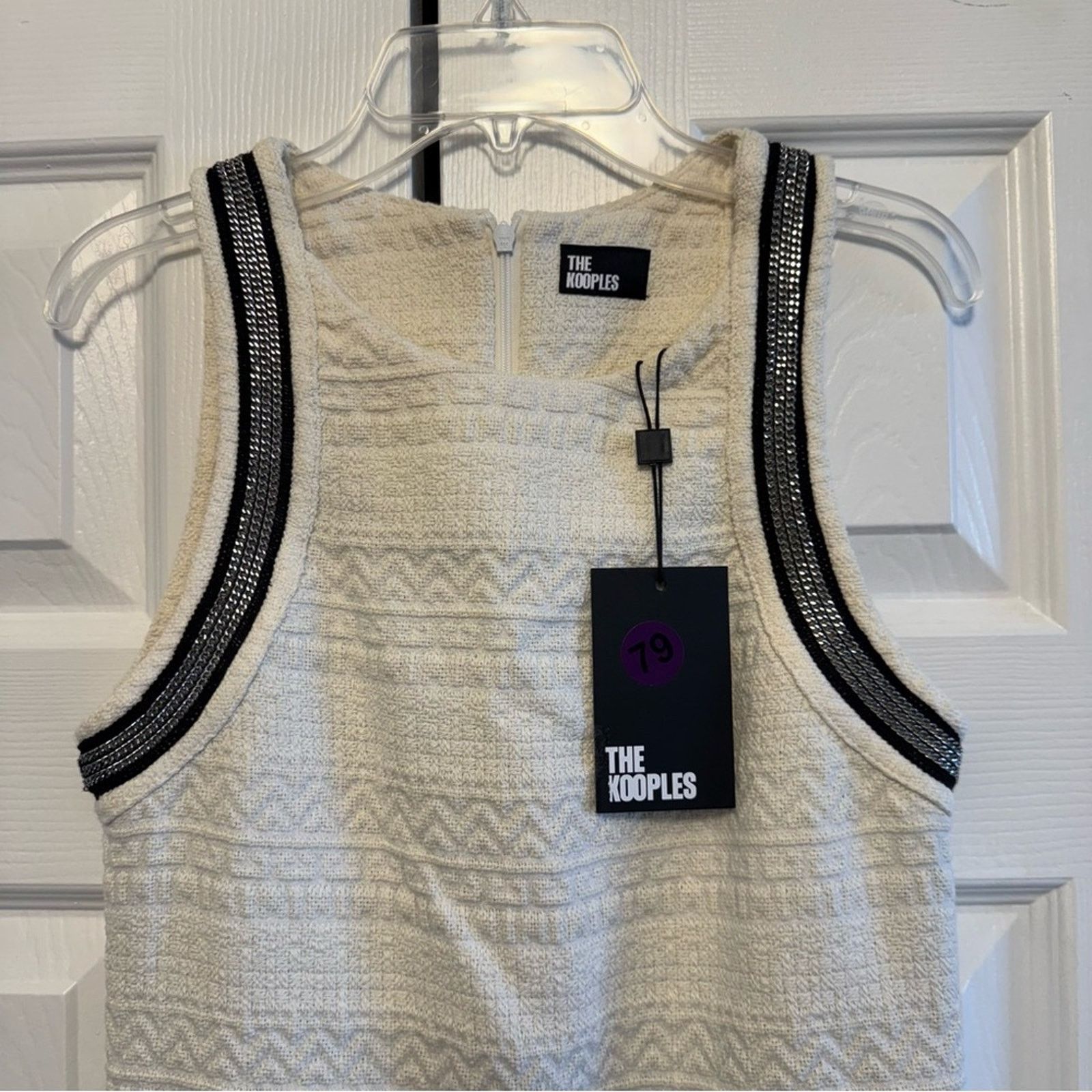 The Kooples NWT! The Kooples Cream Dress with Black Trim, Size 0 (US XS) Size XS / US 0-2 / IT 36-38 - 4 Thumbnail
