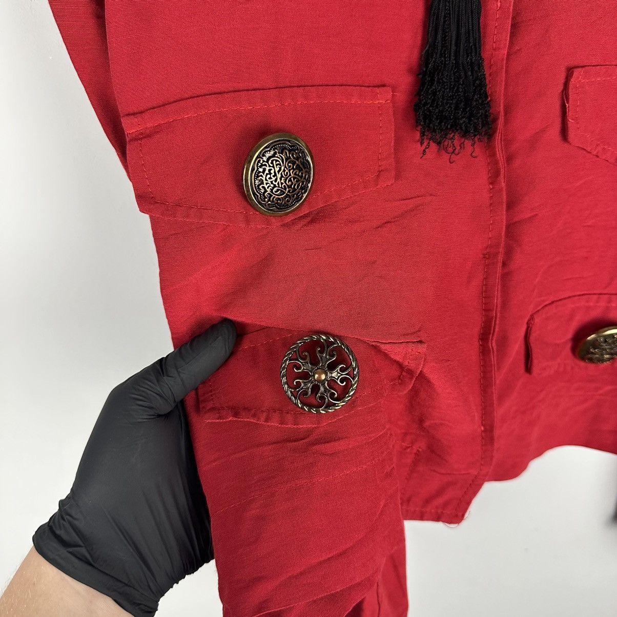 Sandro Vintage Rare Sandro 80’s Red Napaleon Cropped Blazer Size M / US 6-8 / IT 42-44 - 7 Thumbnail