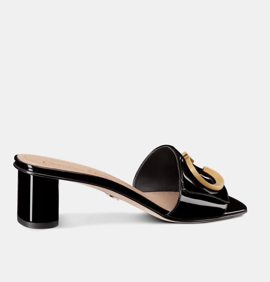 Dior Dior C'EST DIOR HEELED SLIDE Black Patent Calfskin Size US 9 / IT 39 - 2 Thumbnail