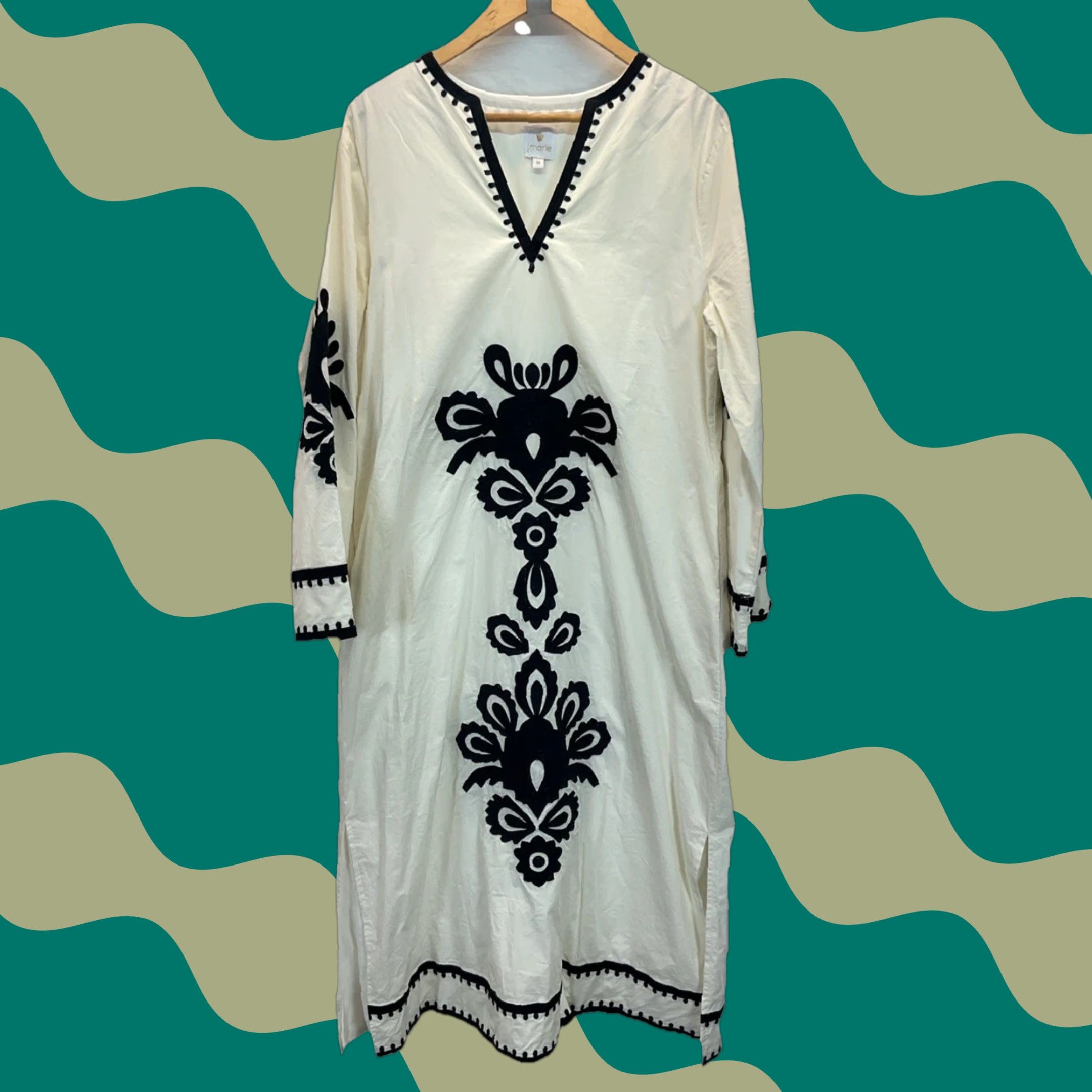 j marie embroidered dress J. Marie Women's The Schafer Ruffle Neck Dress