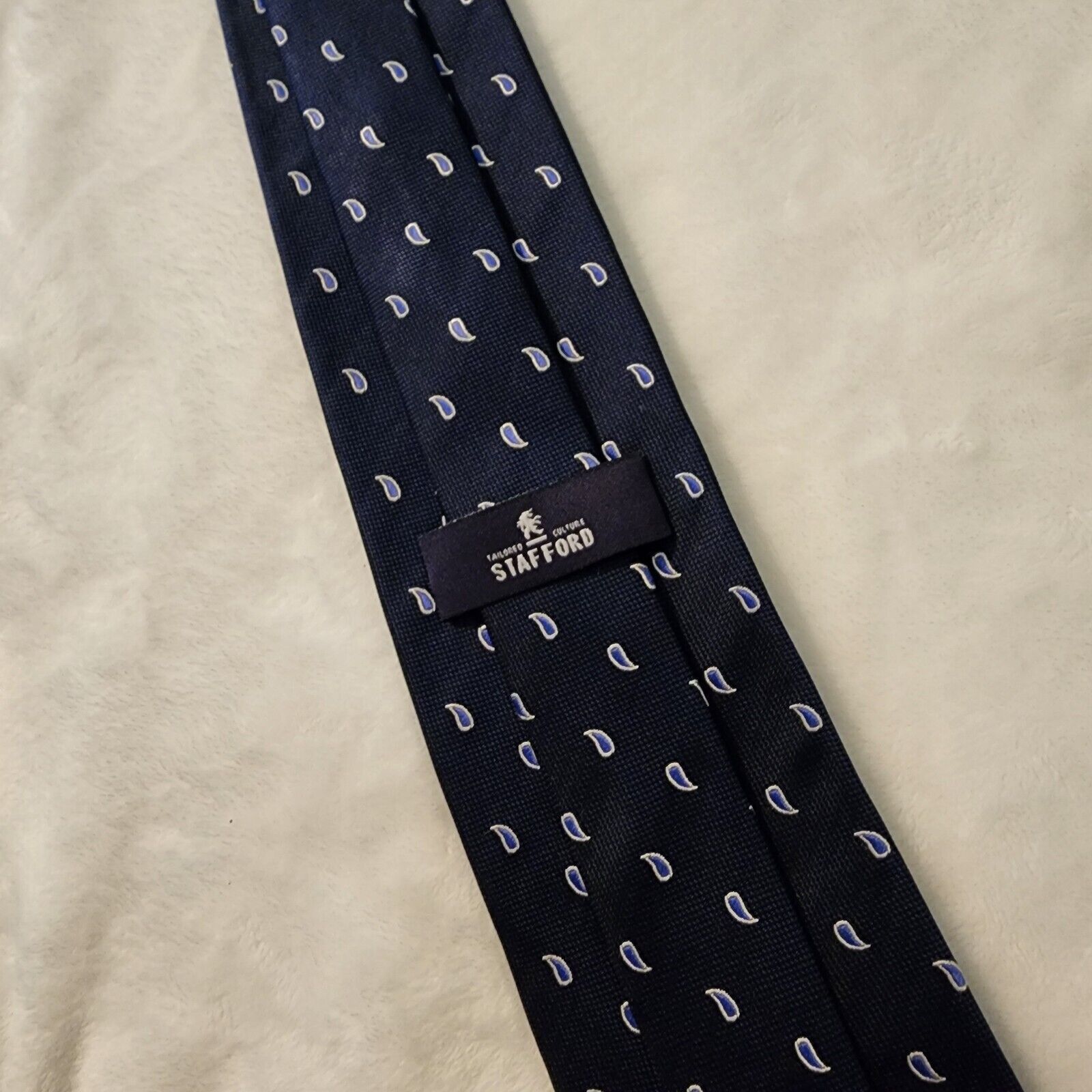 Stafford STAFFORD Silk Necktie Designer PAISLEY Blue Tie Classic Size ONE SIZE - 5 Thumbnail