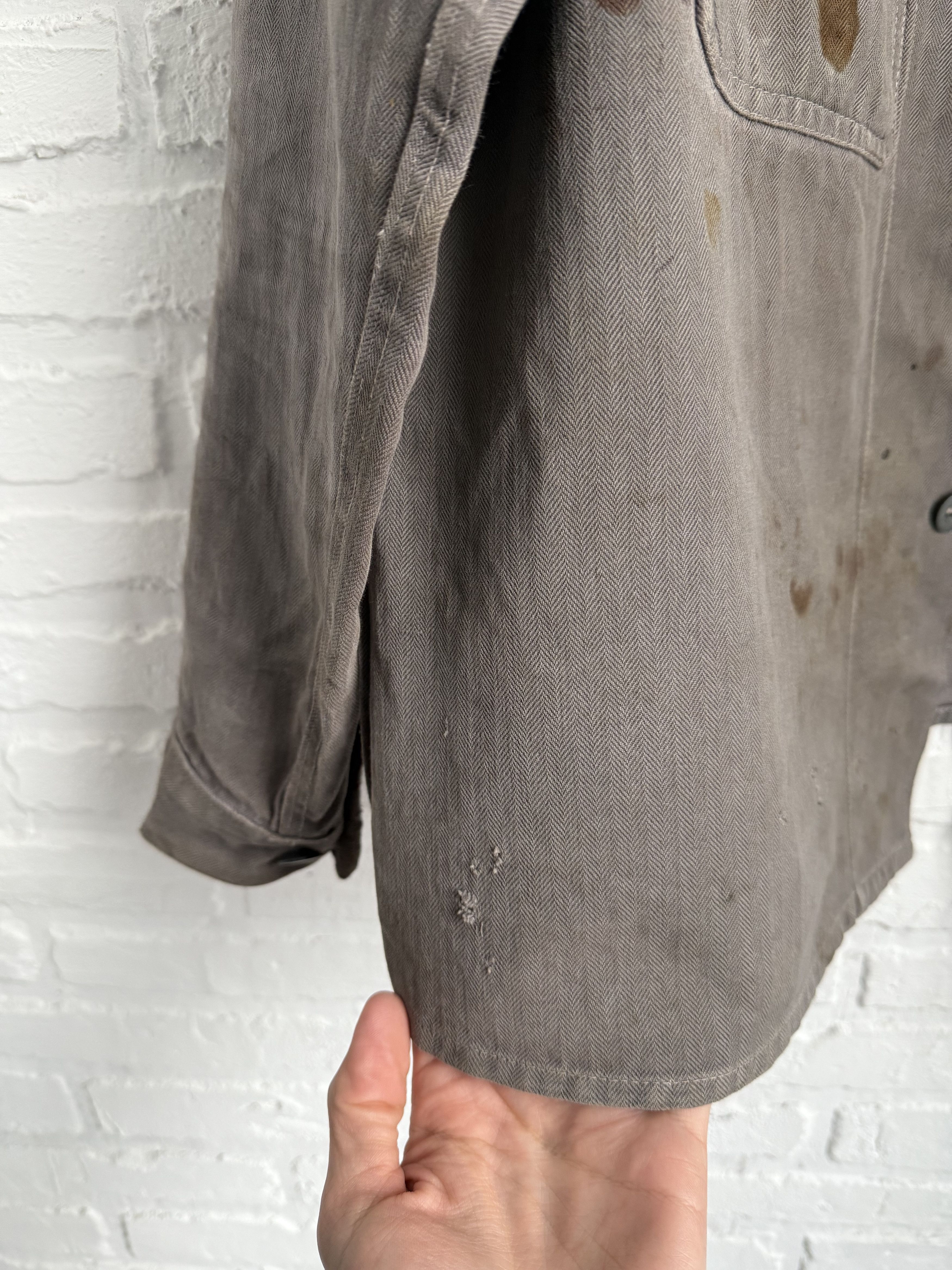 Vintage RARE 1930s 1940s Brown Moleskin French Chore Jacket Size US L / EU 52-54 / 3 - 14 Thumbnail