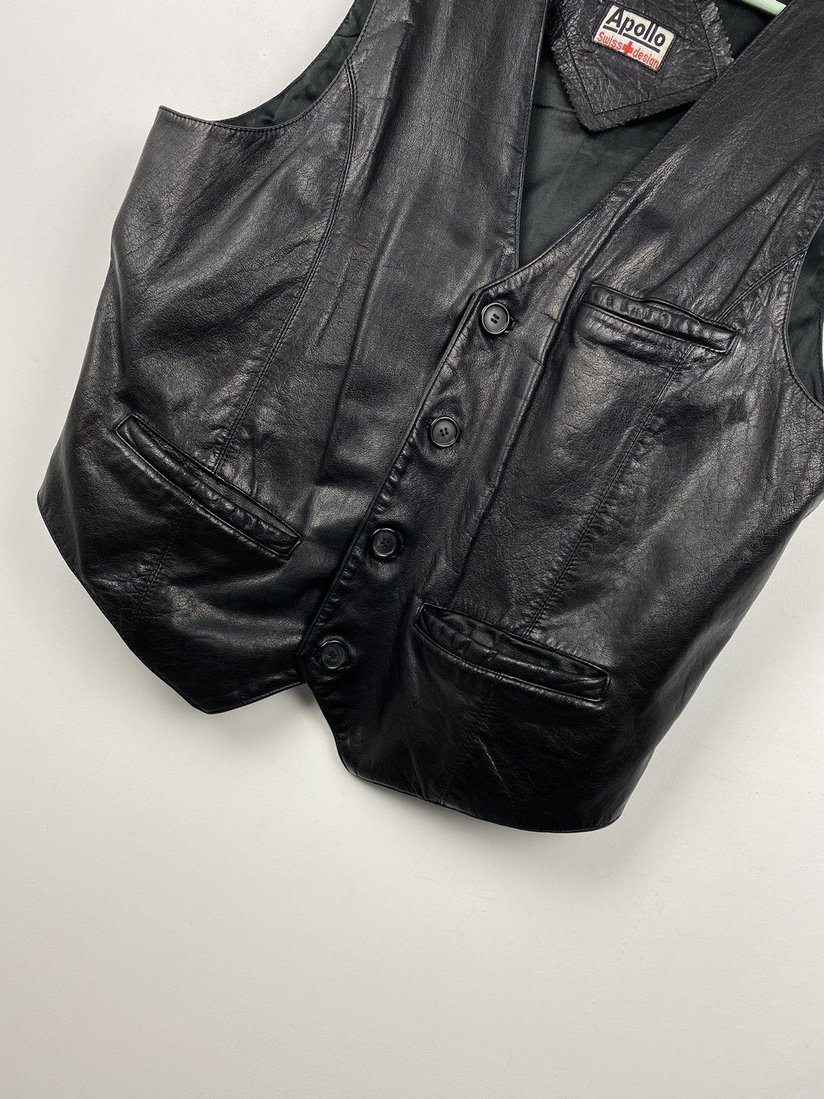 Genuine Leather Vintage Apollo Leather Vest Biker Harley Davidson Avirex Y2K Size US L / EU 52-54 / 3 - 3 Thumbnail