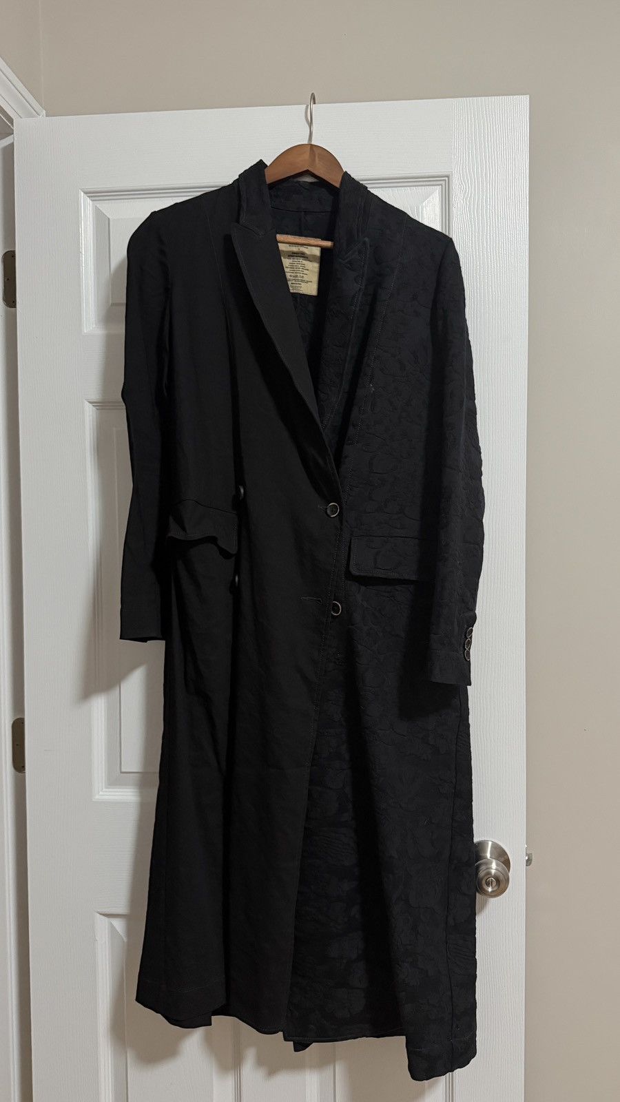 Uma Wang Uma Wang Black Flower Jacquard Long Coat Size S / US 4 / IT 40 - 1 Thumbnail